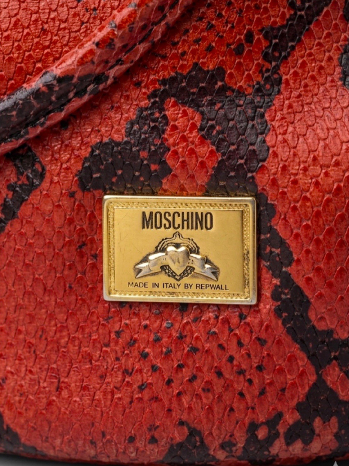 Vintage Moschino Redwall Convertible Bucket Bag Mini Backpack Snakeskin Embossed