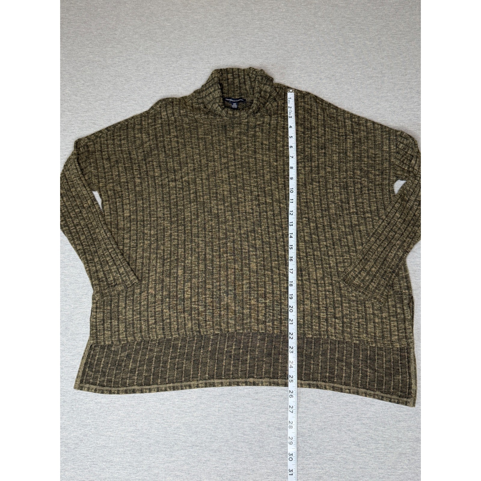 American Eagle Outfitters Womens Ribbed Turtleneck Sweater Olive Green Marl Med