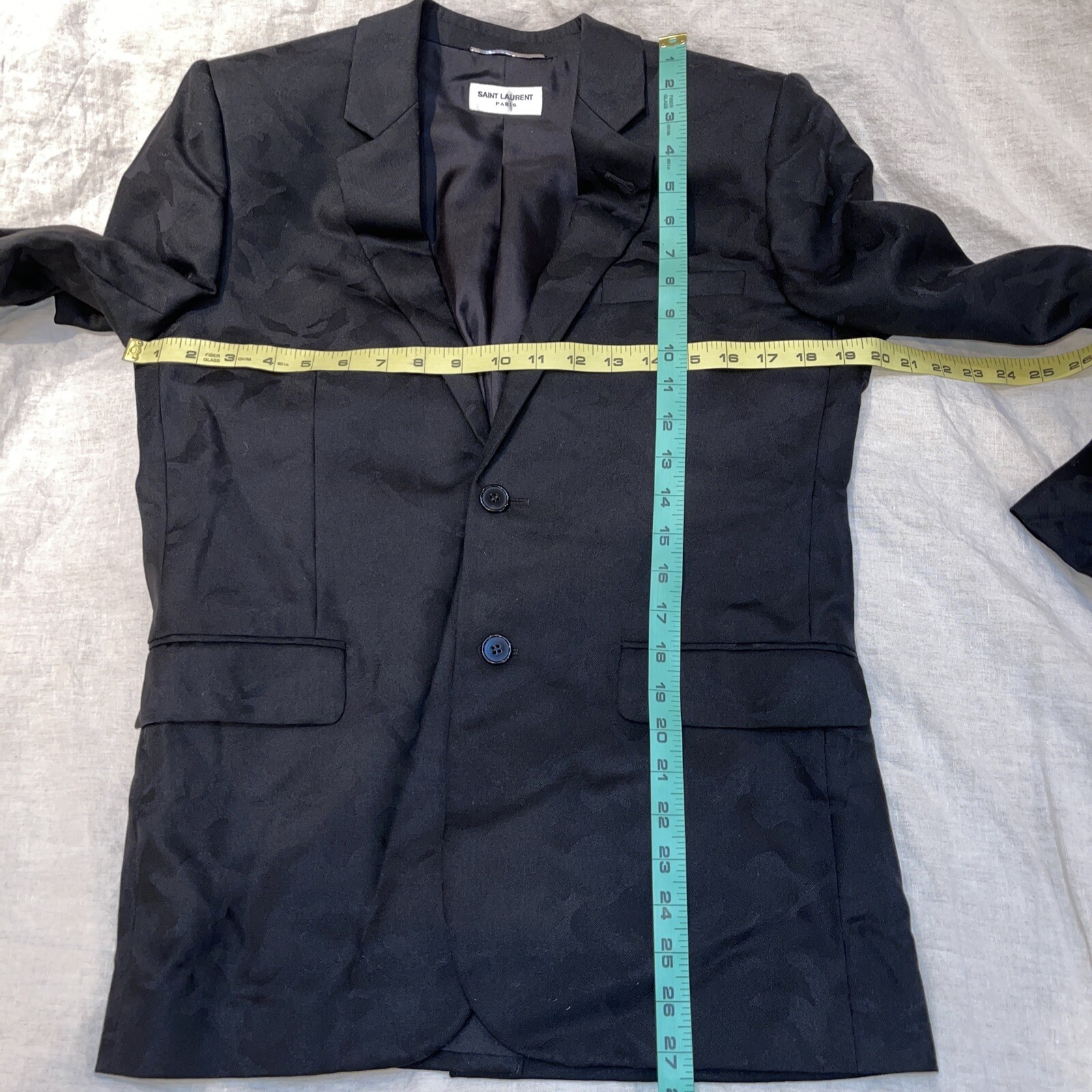 Saint St Laurent Paris Black Camo print dinner jacket size 50