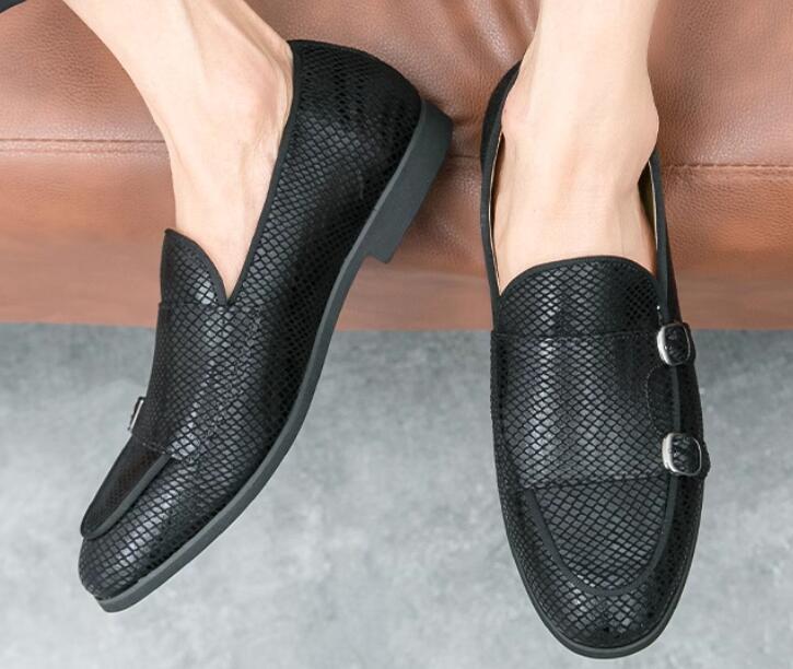 Men Dress Shoes Mens Faux Leather Flats Buckle Strap Loafers Driving Shoes size