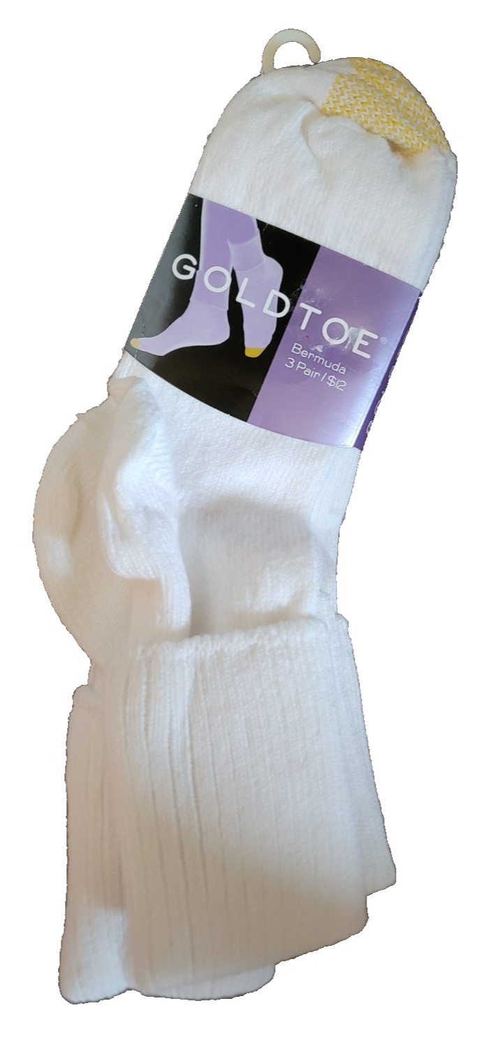 NWT Gold Toe White 3 pack Women’s Socks Sock Size 9-11 Shoe Size 6-9