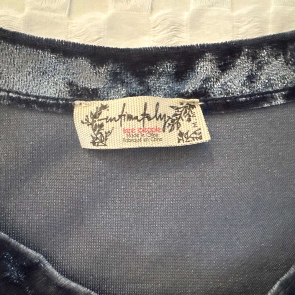 FREE PEOPLE Intimately Free Crushed Velvet Baby Tee Blue Medium Whimsigoth Y2K