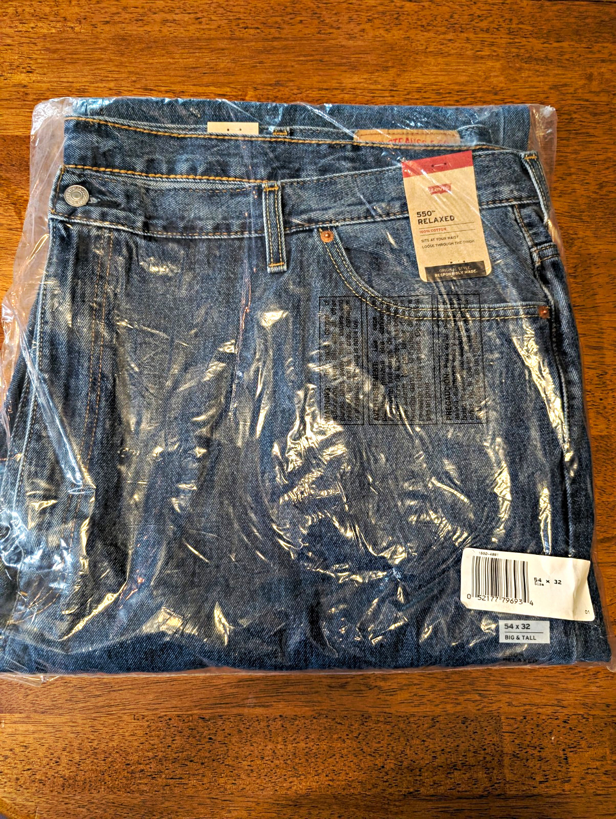 Levi’s 550 Relaxed Men’s Jeans Blue Cotton Denim Big & Tall Button Zip NWT
