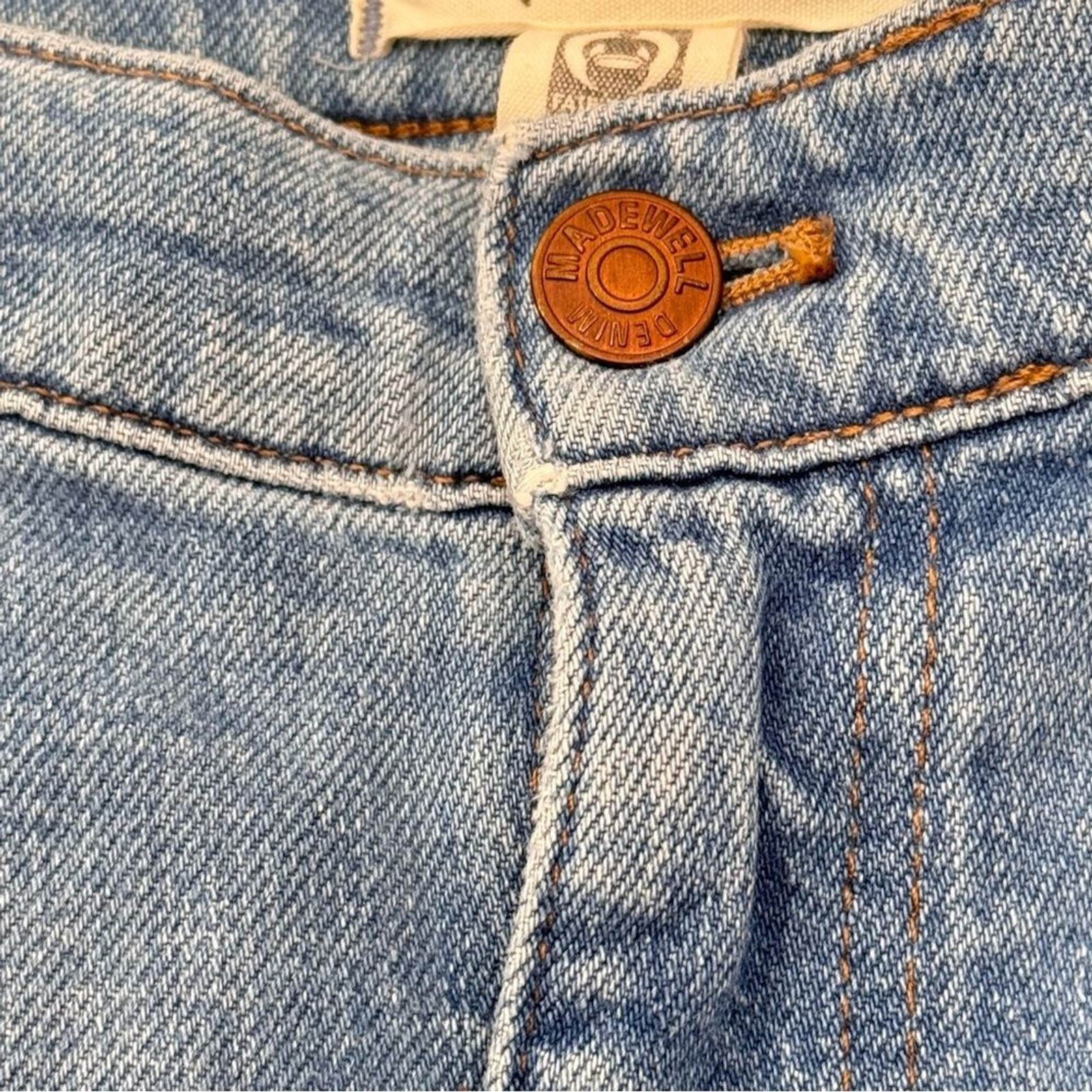 Madewell High Rise Slim Boyjean Blue Wash Distressed Jeans Sz 32
