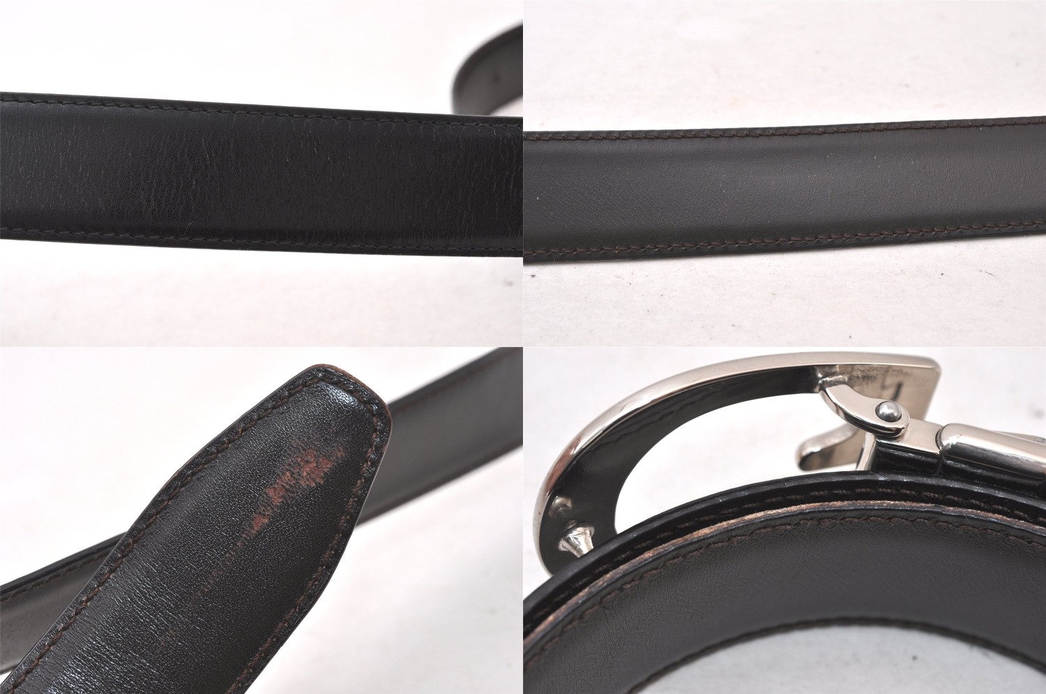 Authentic GUCCI Vintage Belt Leather Size 77-82cm 30.3-32.3″ Black 869AA