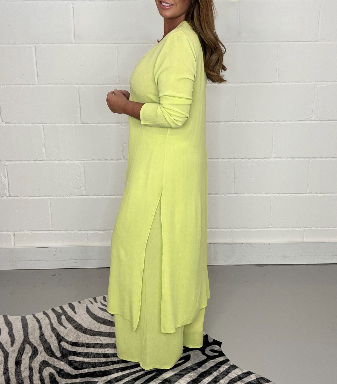 Summer 2Pcs Ladies V Neck Suit Long Split Dress Tops+Trousers Co Ord Set Outfits