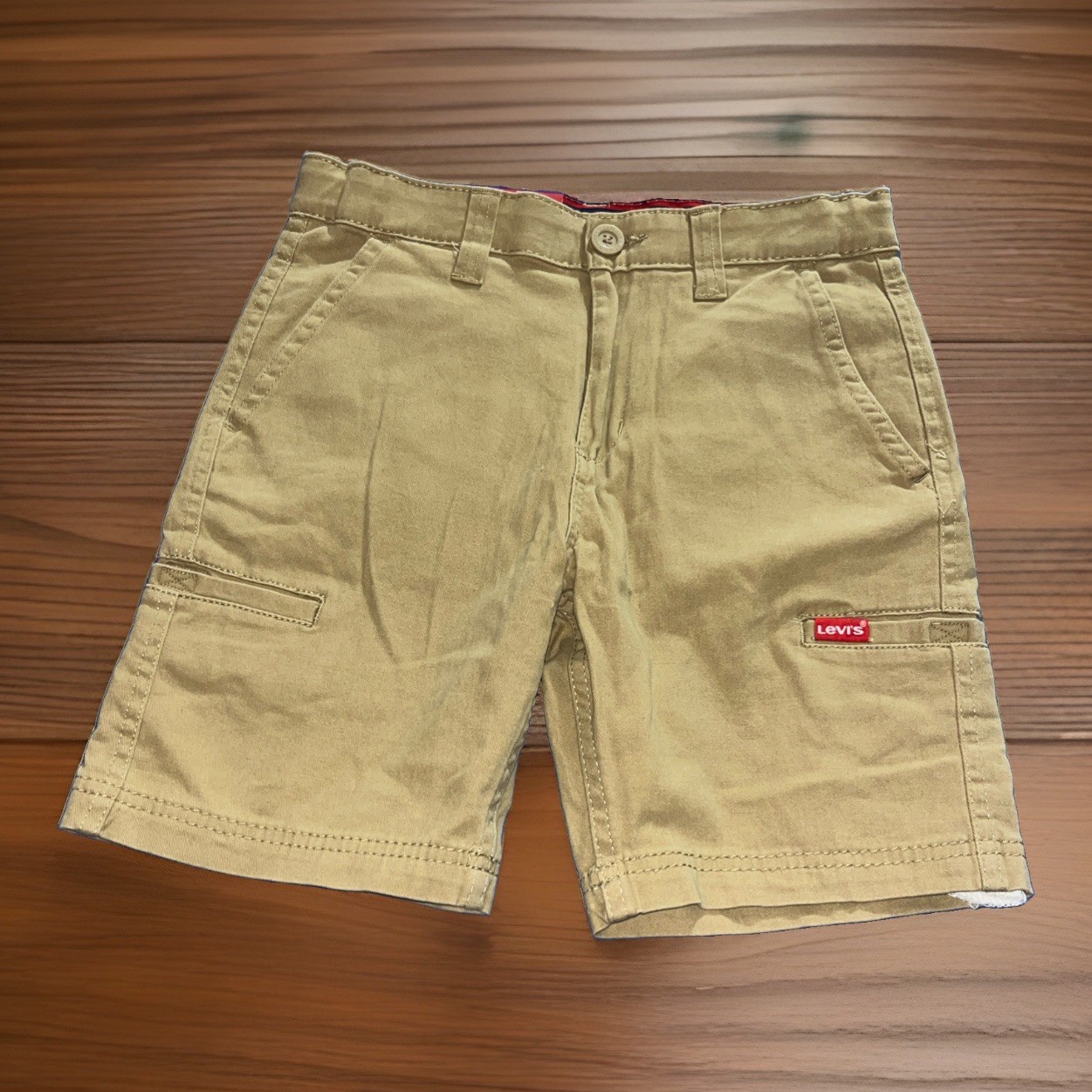 Levi’s Boys Youth 511 Khaki Cargo Shorts Adjustable Waist Size 10 New NWT
