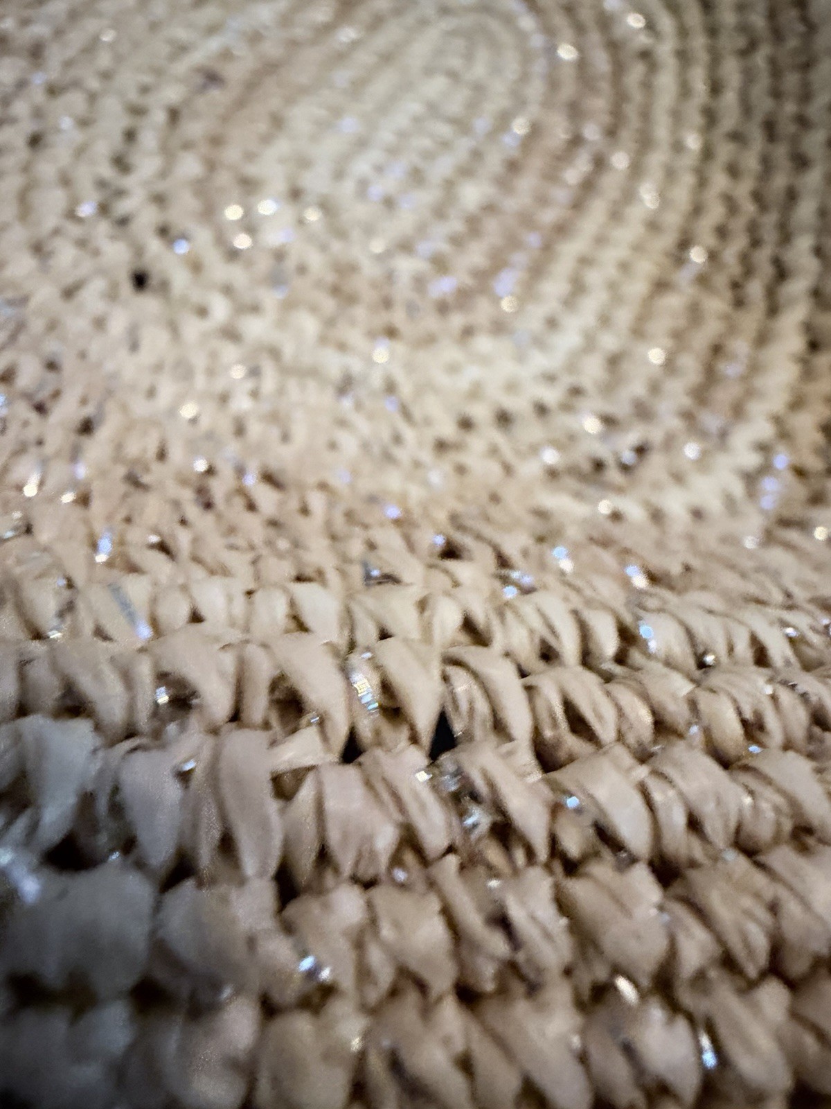 Tommy Bahama Women’s Beige Woven Straw Sun Hat Wide Brim Silver Bow, One Size