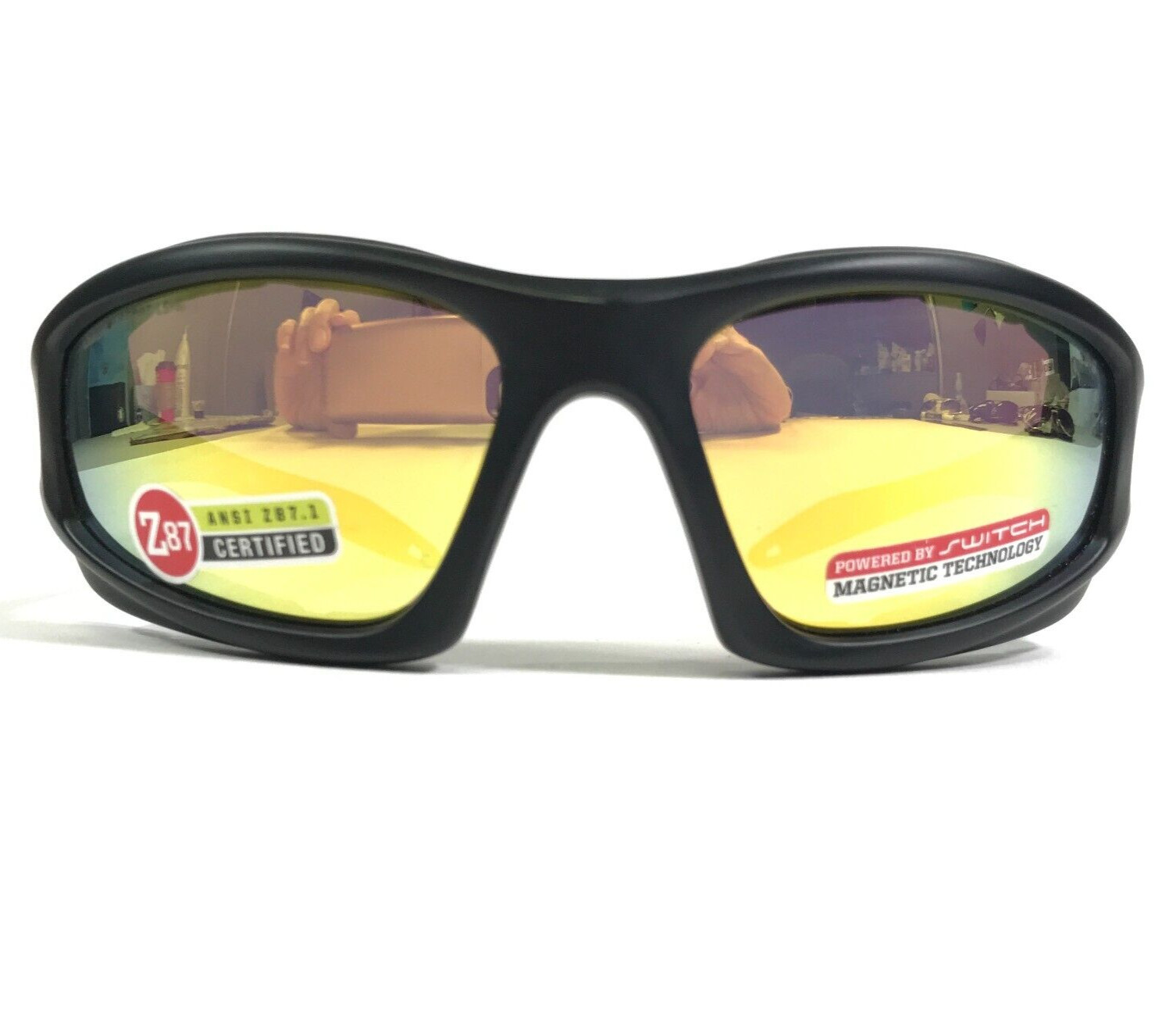 Liberty Sport Sunglasses DEFLECTOR Matte Black Safety Yellow Lenses Z87-2+