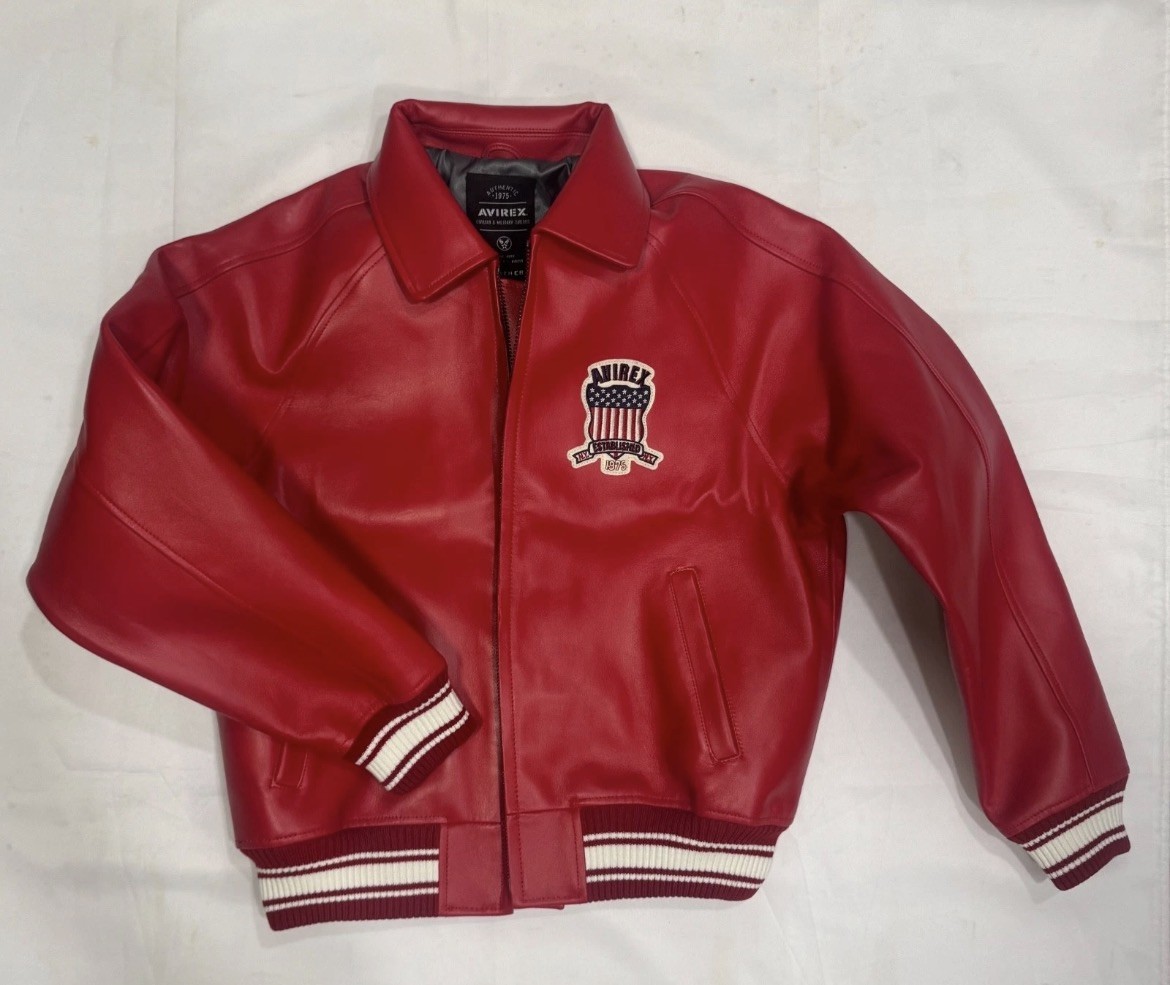 Men’s Avirex Red Icon Leather Jacket Size Medium