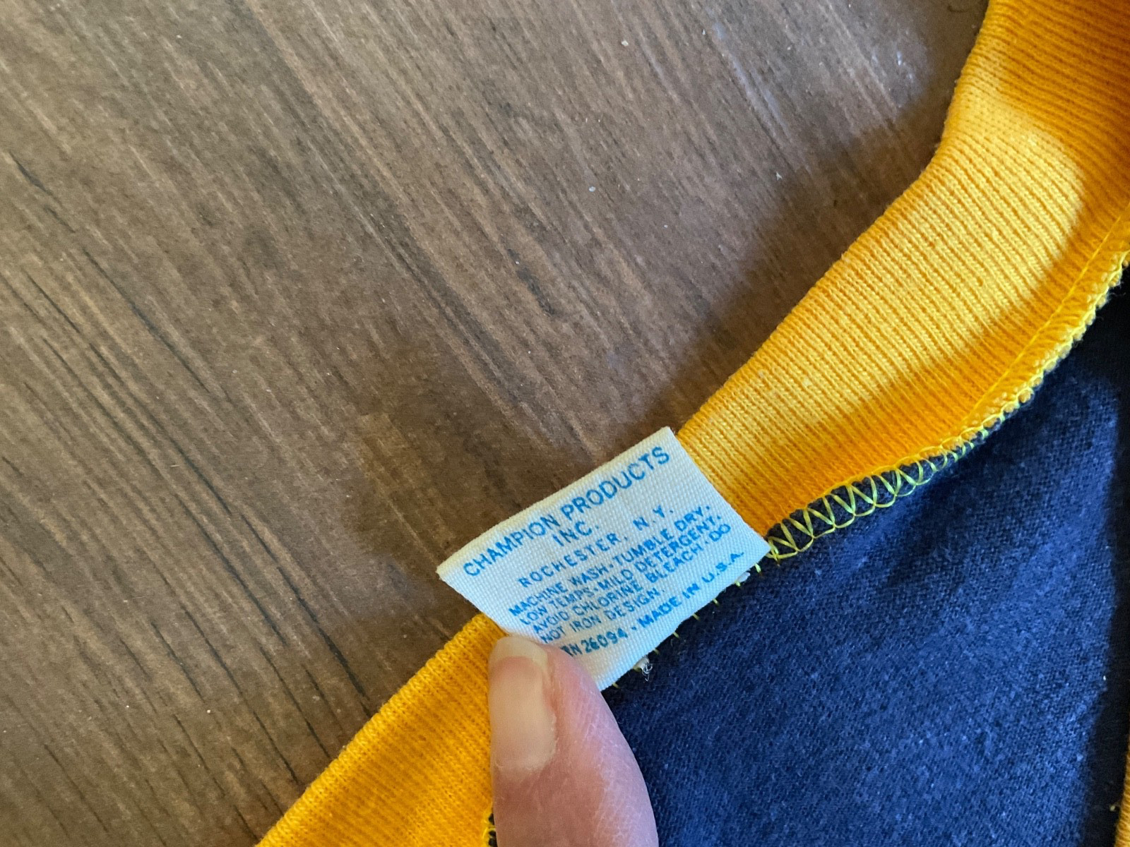 Vintage 70s Notre Dame T Shirt Fighting Irish Jersey Champion Blue Bar Size XL