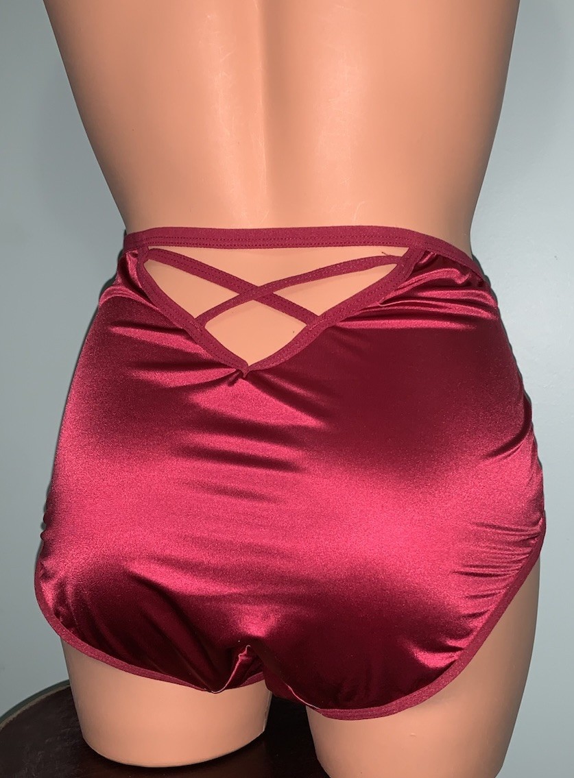 NEW Glossy Secret Stretch Satin XL Hi Cut Bikini Brief Panties SILKY!! 2nd Skin