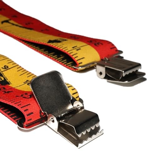 Men’s 2″ Wide Heavy Duty X-Back Elastic Suspenders, Strong Metal Clips, Red