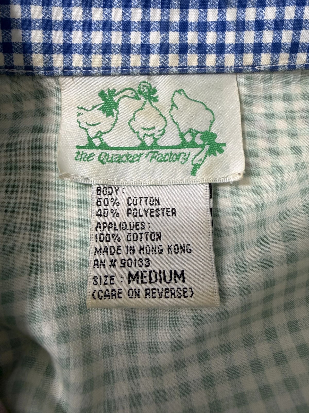 Quacker Factory Colorblock Gingham Applique Button Shirt Womens M Garden Floral