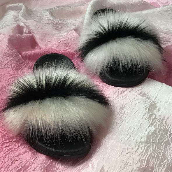 Faux Fur Slides Fuzzy Fluffy Slippers Flat Soft Sandals Open Toe – US Seller