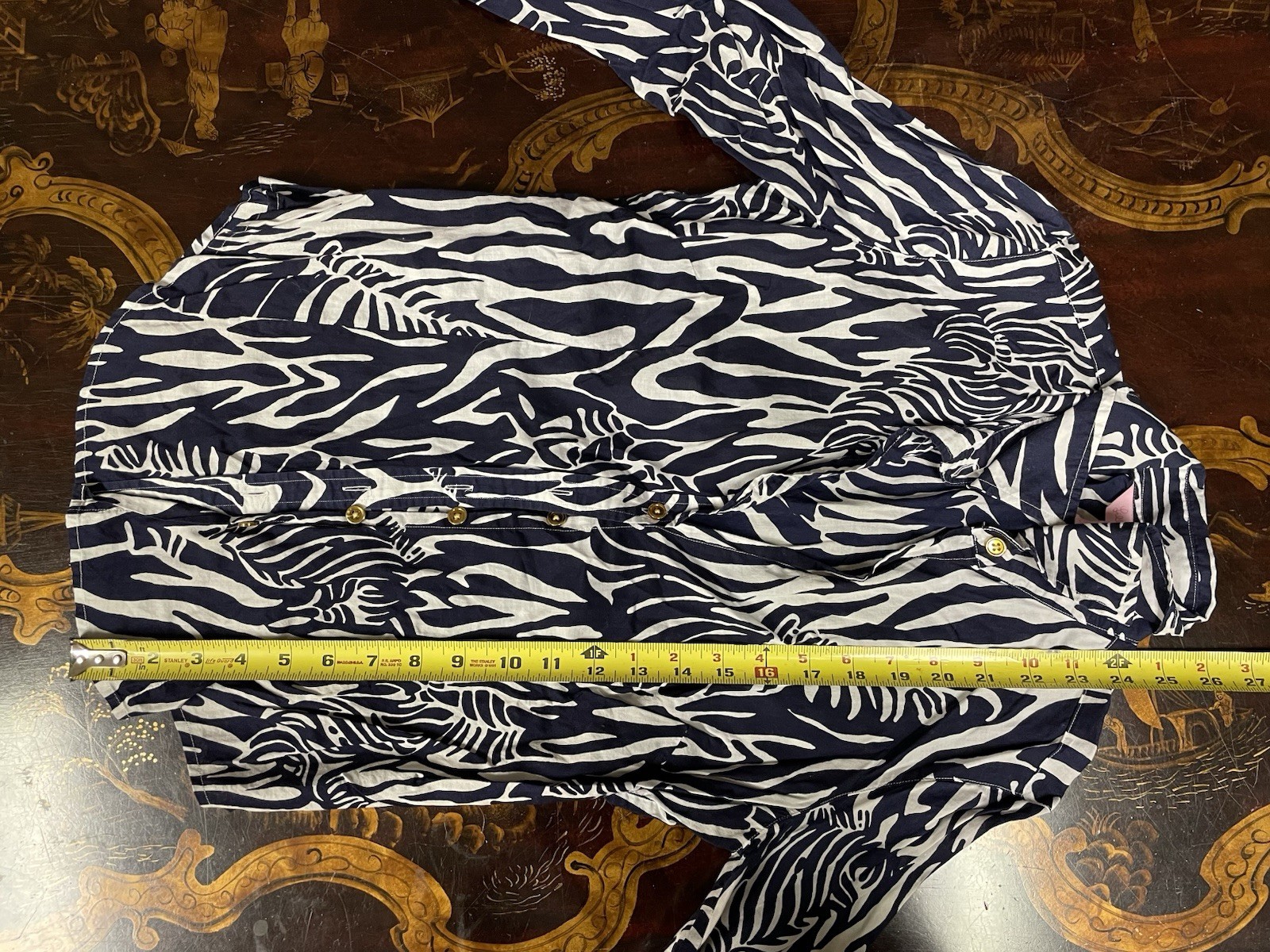 Lilly Pulitzer Catching Zzz’s Blue White Zebra Print Blouse Preppy Safari Boho 4