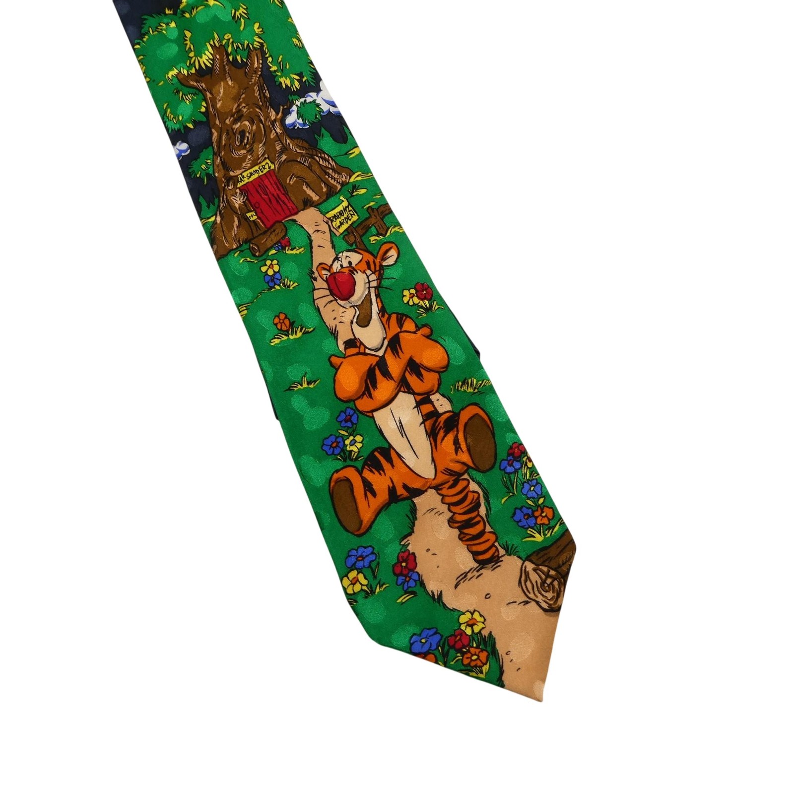 Tigger Tie Mens One Size Green Disney Winnie Pooh Silk Cartoon Novelty Necktie