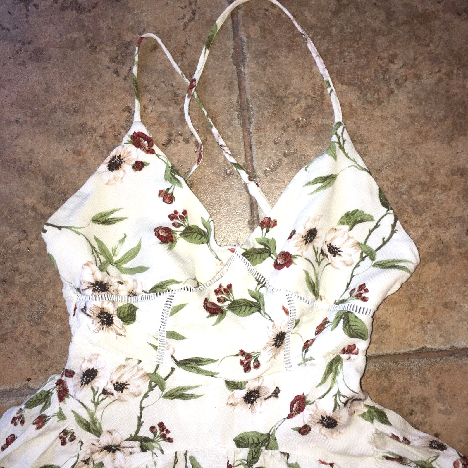 Floral Halter Dress Romper, amazing fabric, soft full lining XS/Petite LKnew