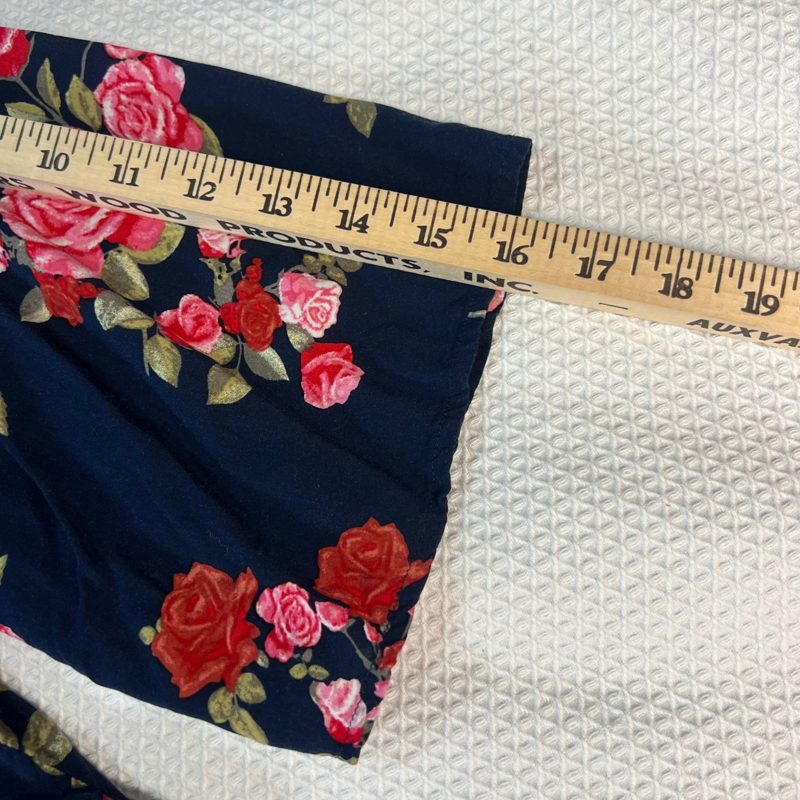 Maurices Womens Plus Size 0 Floral Kimono Cardigan Navy Blue Red Rose Lace Trim