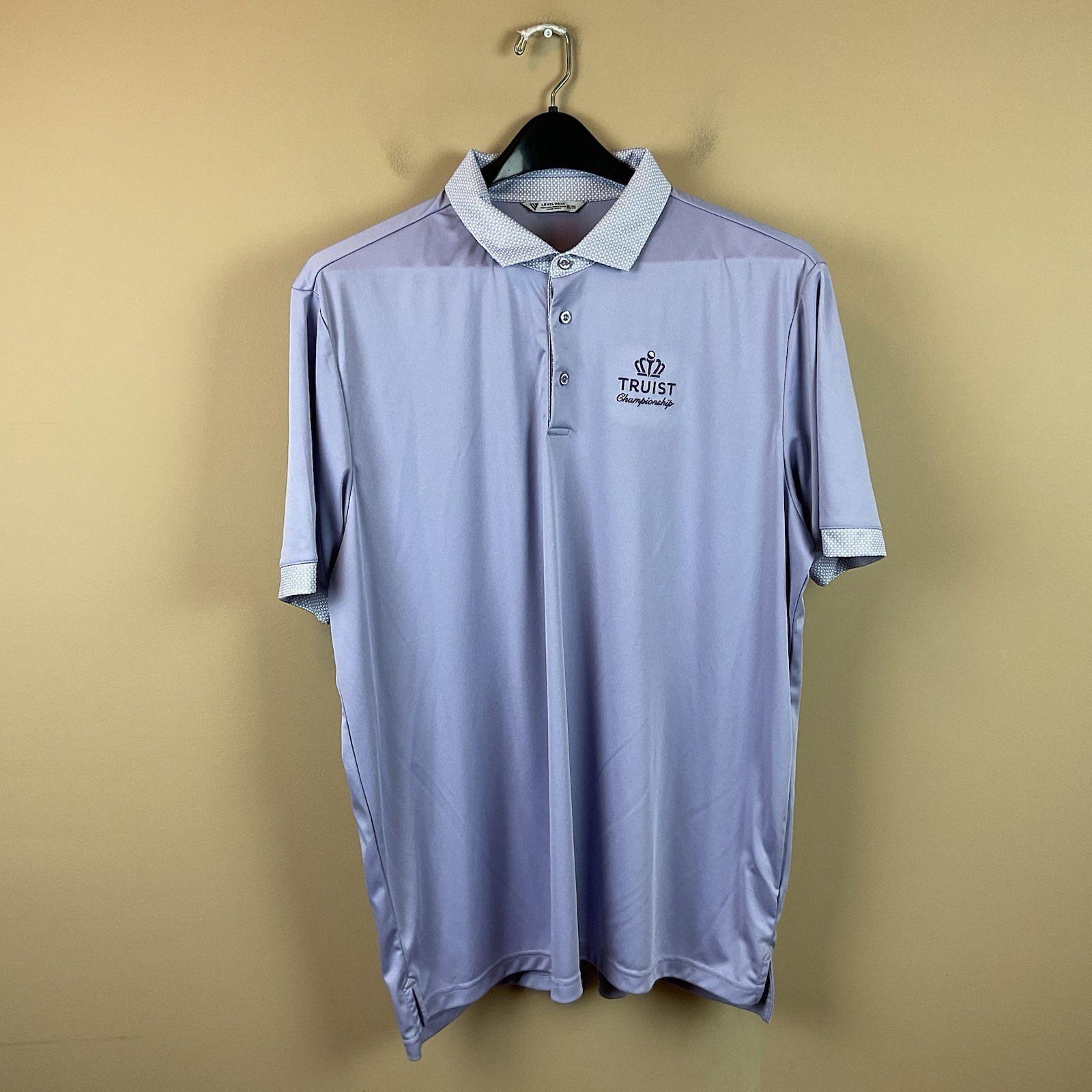 Level Wear Golf Polo Shirt Mens 2XL Purple S/S Truist Championship Polyester
