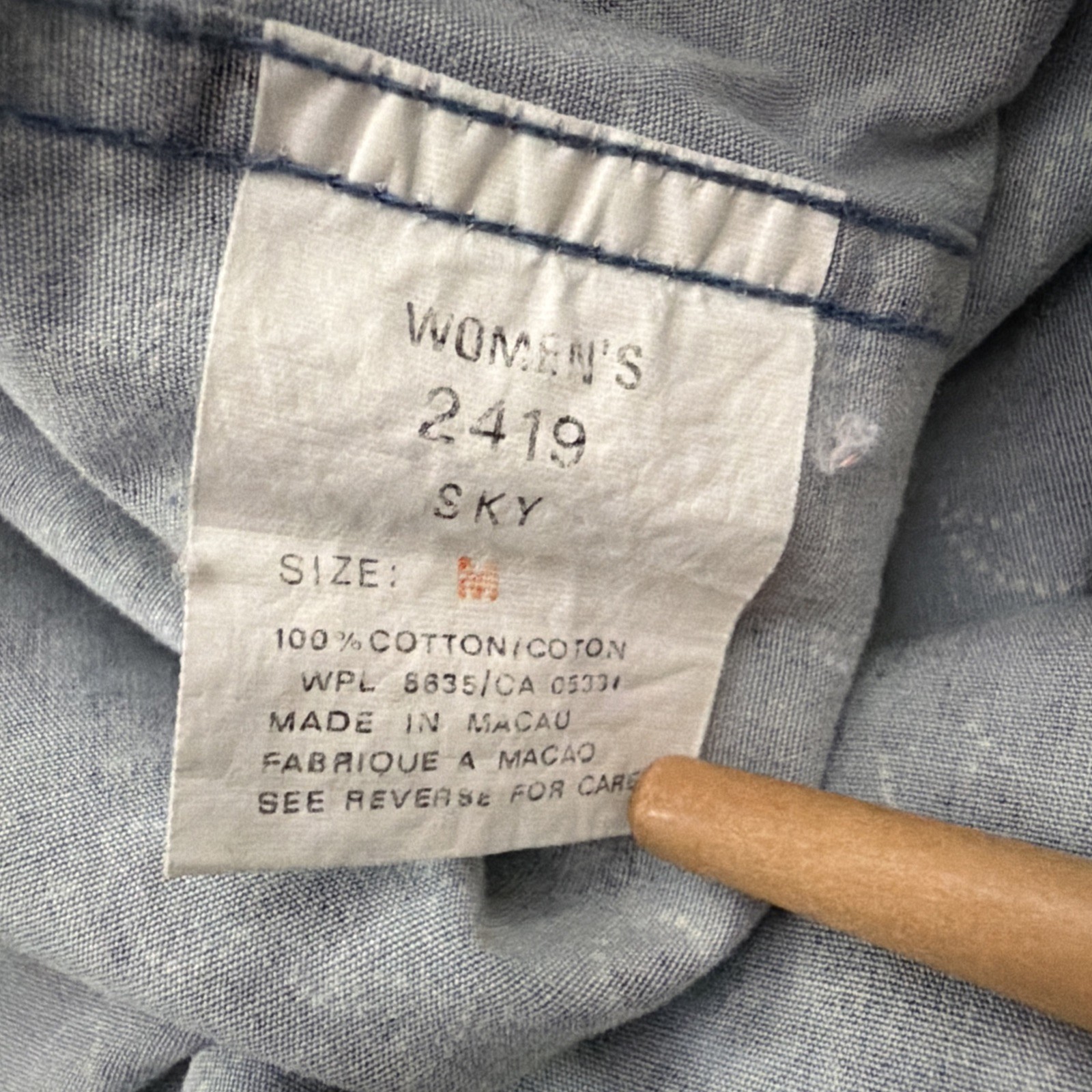 Woolrich Women’s M Short sleeve button up 100% Cotton, Sky pattern see pics