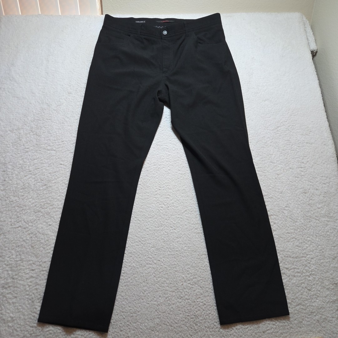 Alberto Ceramica Pants Mens 38×34 Black Modern Fit Straight Stone