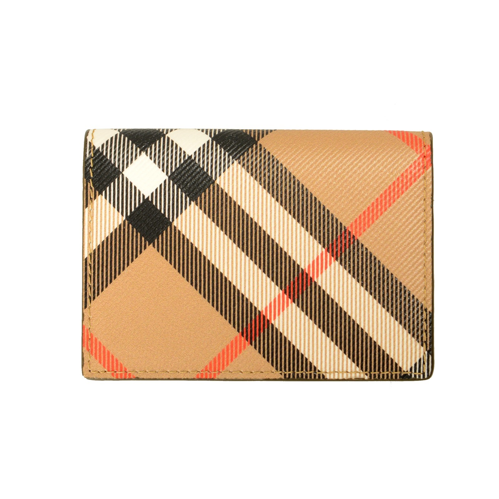 Burberry Unisex 100% Textured Leather Signature Check Small Wallet Card Case
