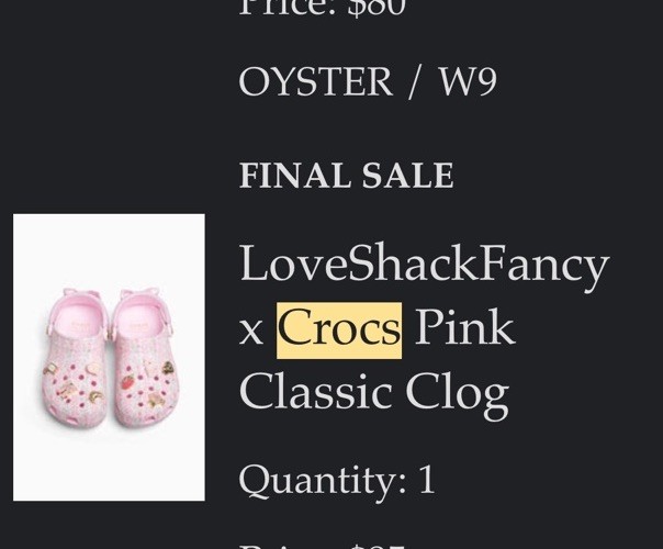LoveShackFancy x Crocs Pink Classic Clog Women’s Size 9 NWT