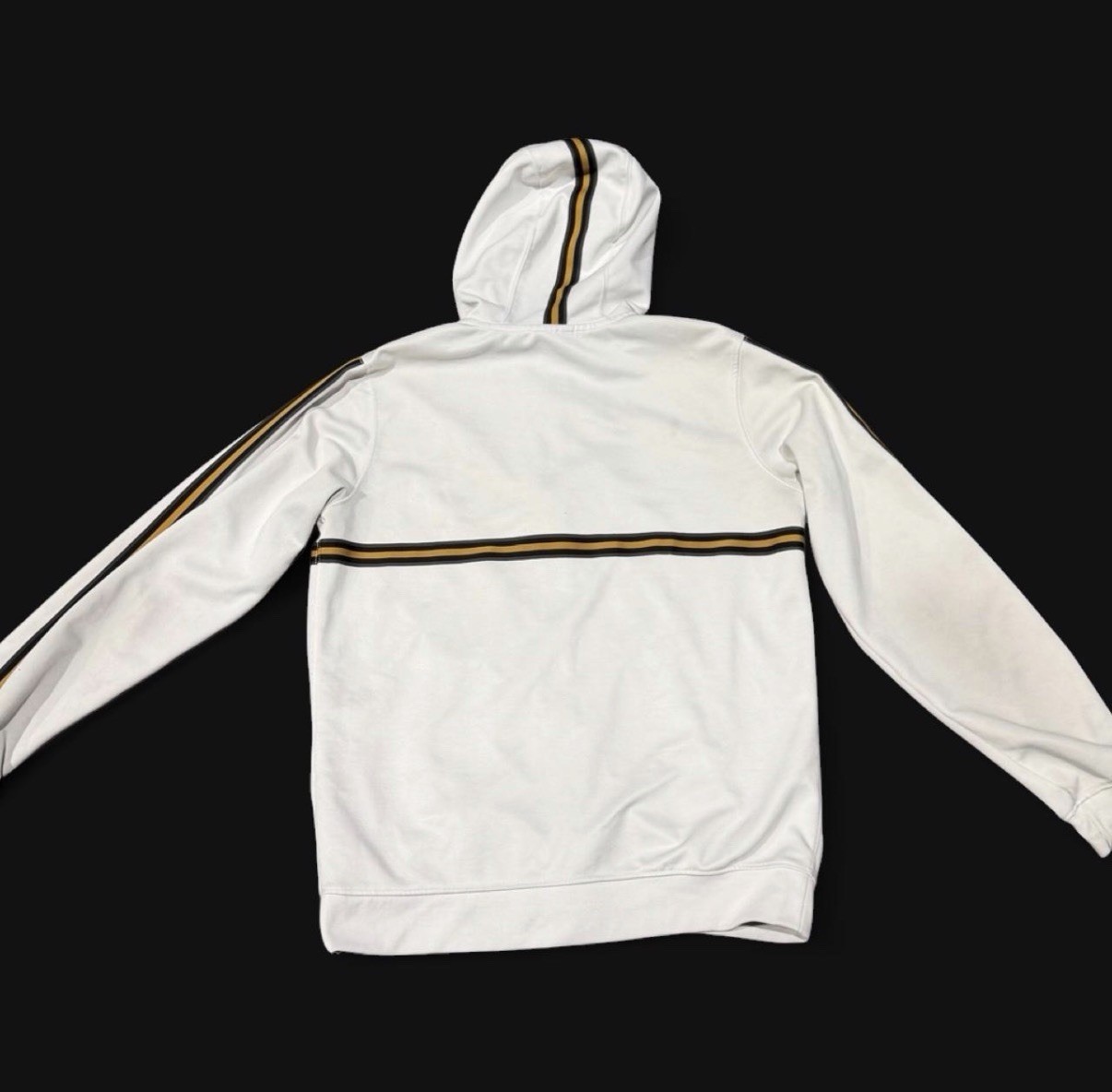Vintage Nike Air Full Zip Hoodie Track Jacket White Gold Black Stripe Mens M Y2K