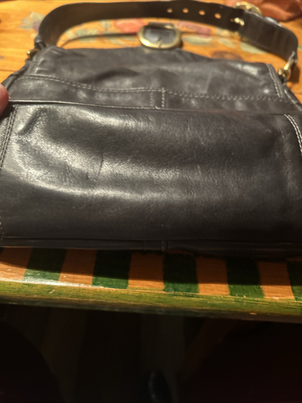 Vintage Coach Bleeker Legacy Tattersfall Flap Shoulder Bag Black 12405