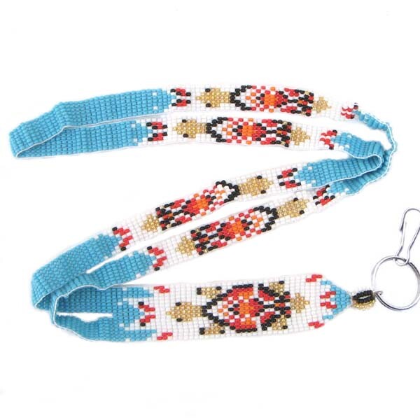 NEW HANDMADE BLUE GOLD COLOR BEADS TURTLE BEADED ID HOLDER LANYARD I23/1