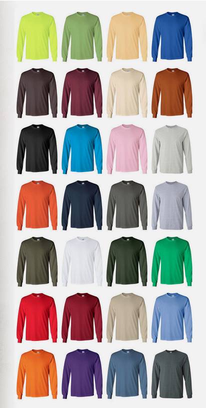 Gildan Mens T-Shirt Long Sleeve Heavy Cotton 5400 5.3 oz. Solid Blank Tee S-3X