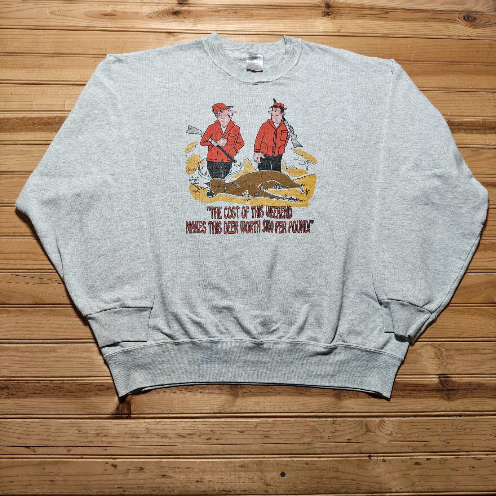 Vintage 90s Deer Hunting Humor Outdoor Gorpcore Graphic Sweatshirt USA Size 2XL