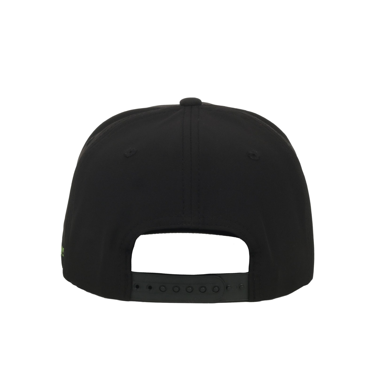 Outdoor Cap Northern Pike Fishing Cap Black 5-Panel Hat, Green Rope Detail