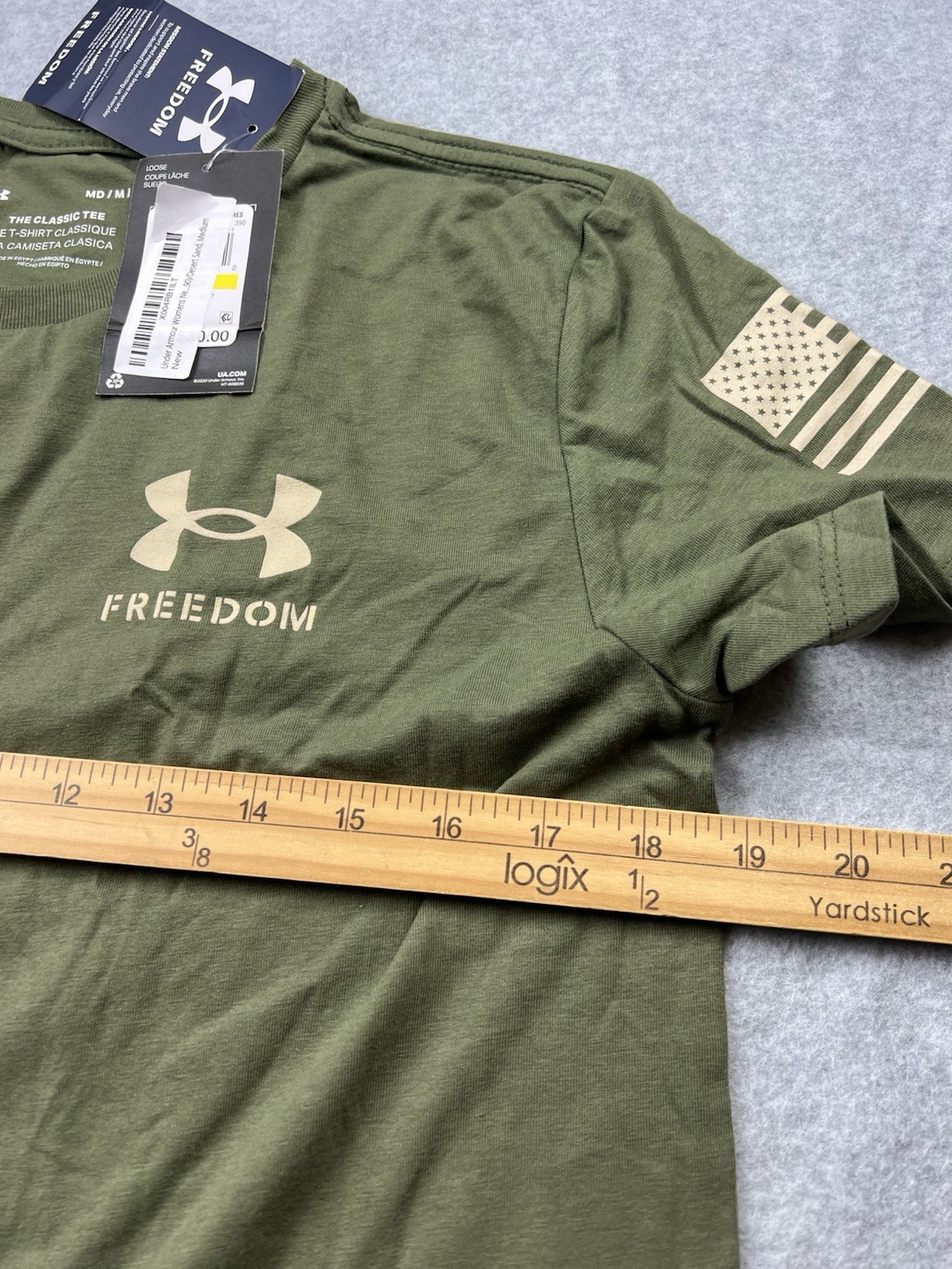 Under Armour Women’s Military Green Freedom Flag T-Shirt Size M 1370814 NWT
