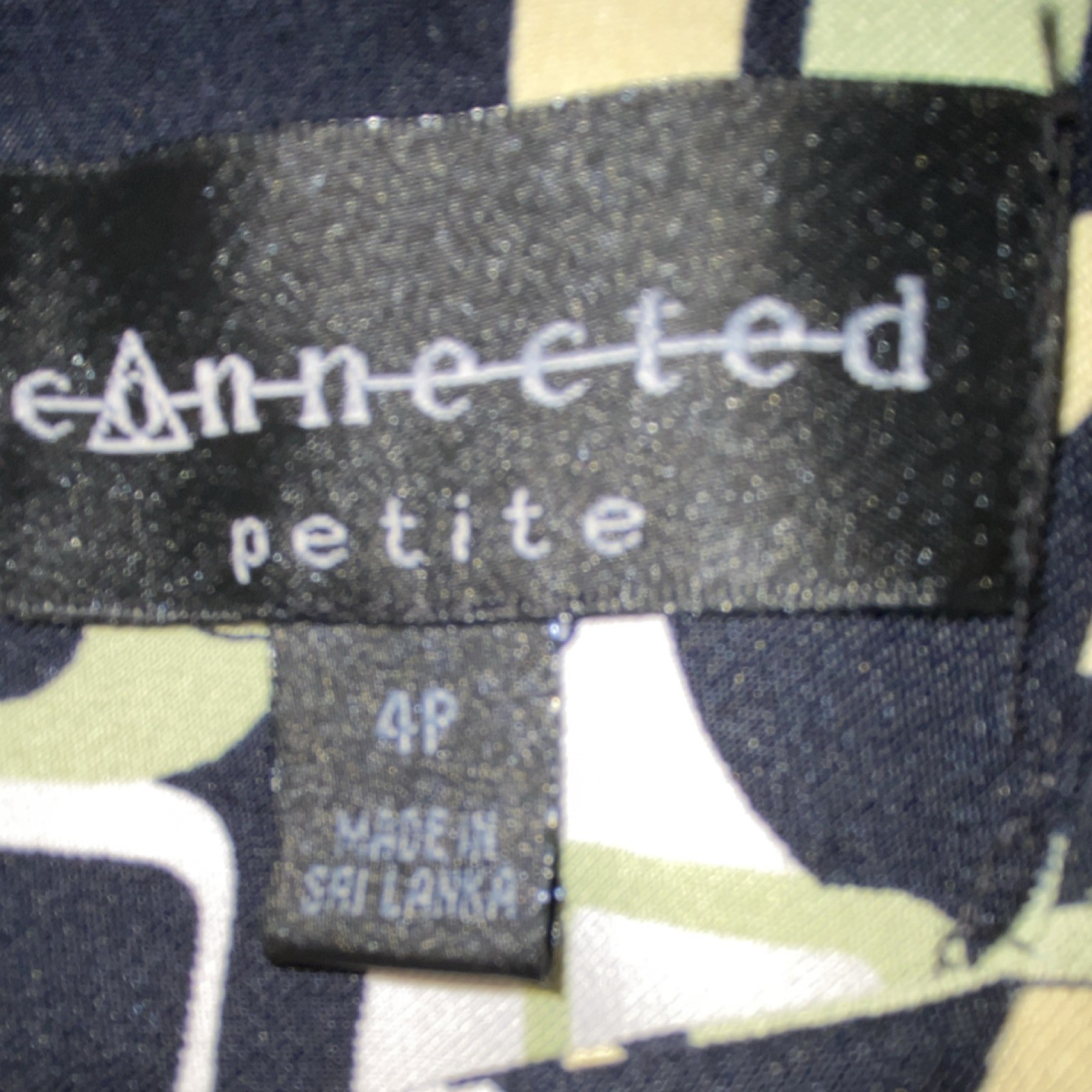 Connected Petite 4P Black/White/Green Geometric Sheath Dress Sleeveless