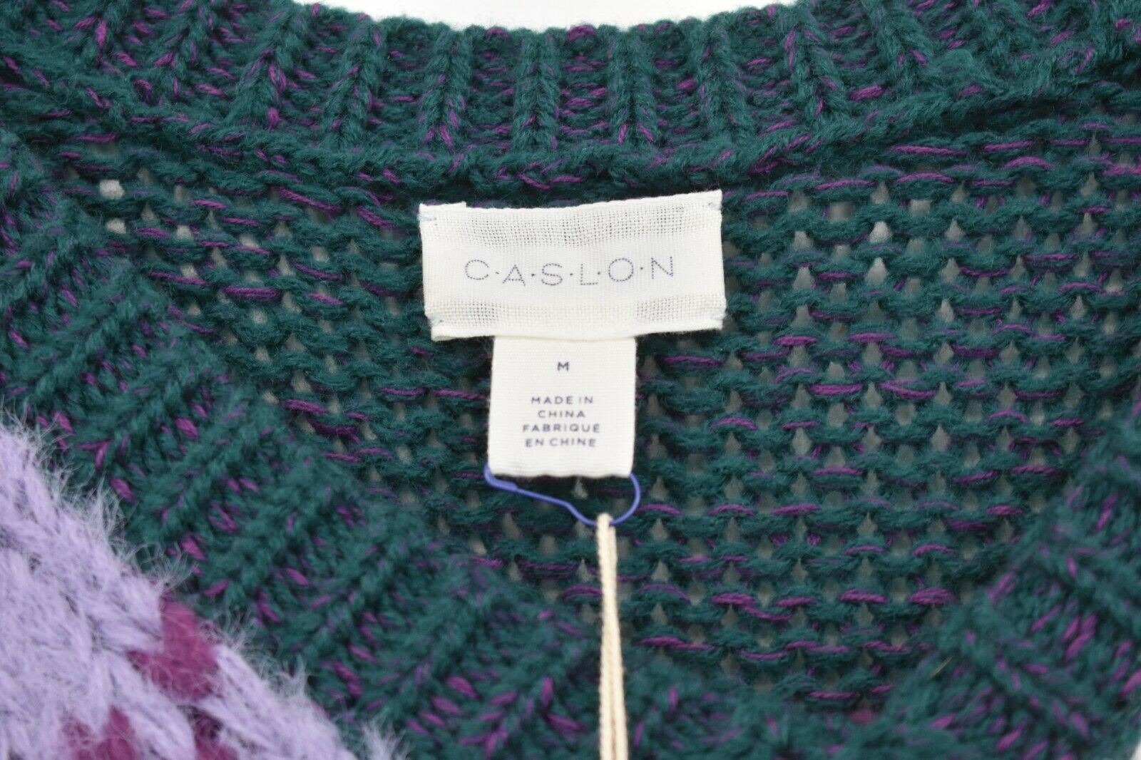 Caslon Womens Mixed Stripe V Neck Pullover Side Slits Stepped Hem Wool M $79
