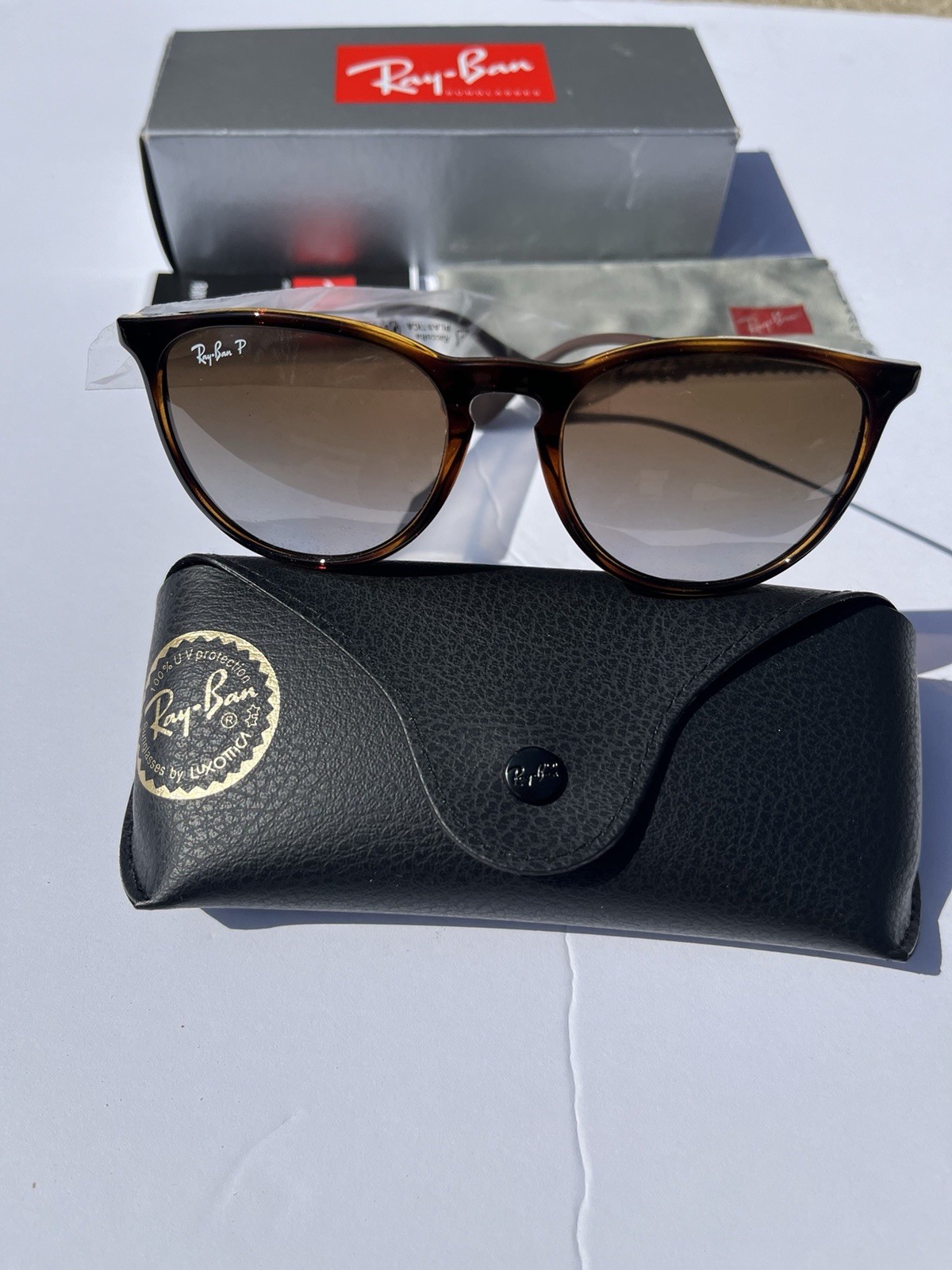 Ray-Ban Erika Polarized Sunglasses RB4171 710/T5 Havana Brown 54mm NEW