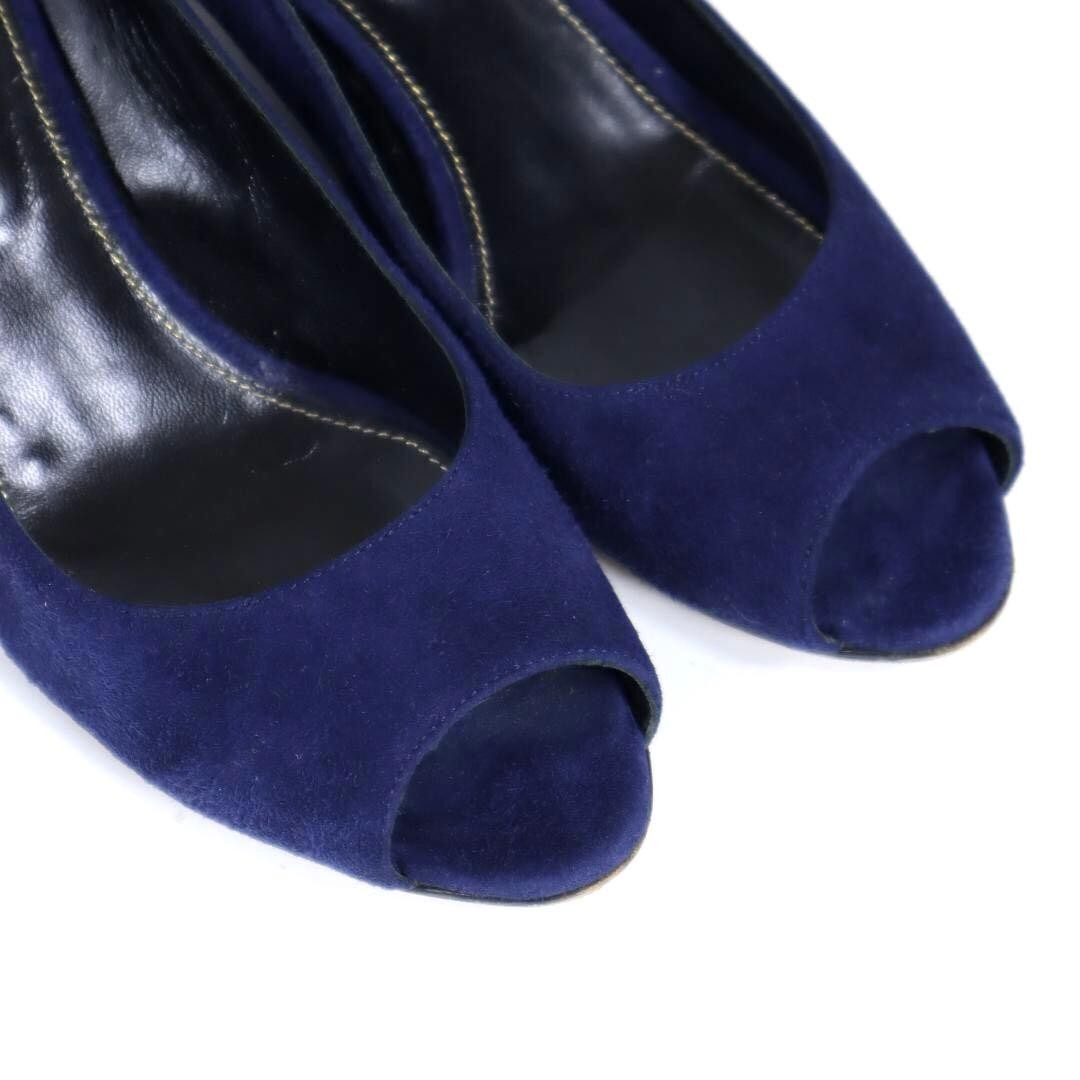 Sergio Rossi Suede Open Toe Wedge Pumps Blue Size 37 F/S