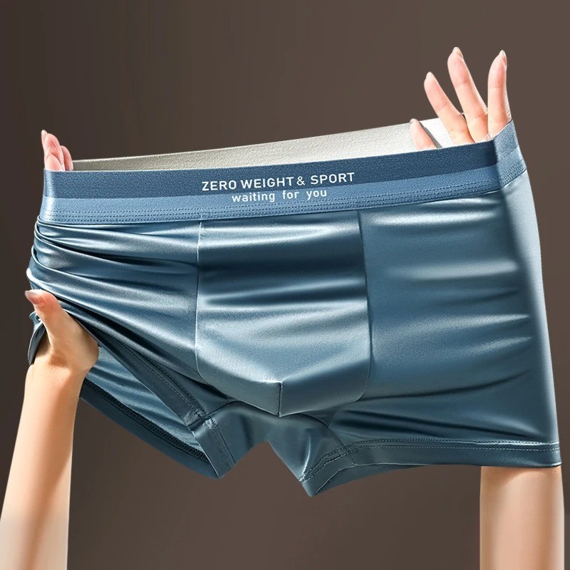4/1 PCS Men’s Ice Silk Underwear Breathable Boxer Shorts Seamless Soft Briefs