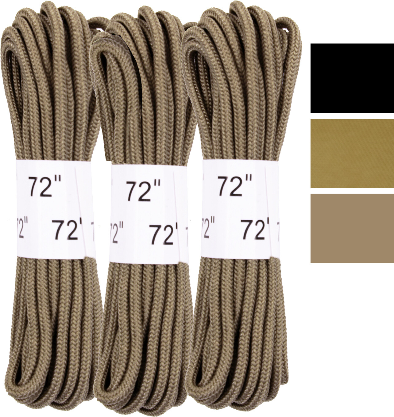 Nylon Military 72″ Long Boot Shoe Laces Plastic Tipped – 3 Pack