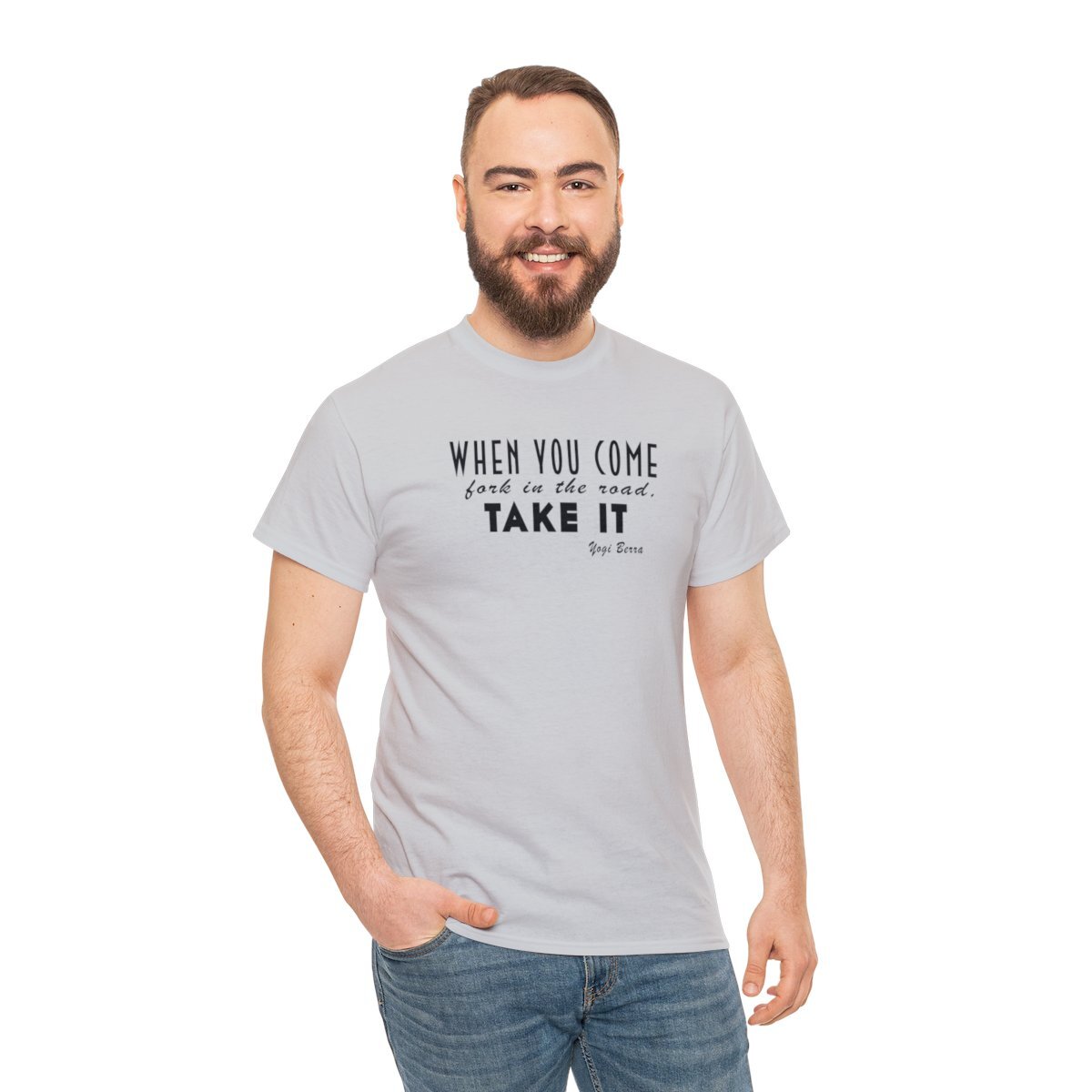 Fork in the Road, Yogi Berra, Unisex Heavy Cotton Tee