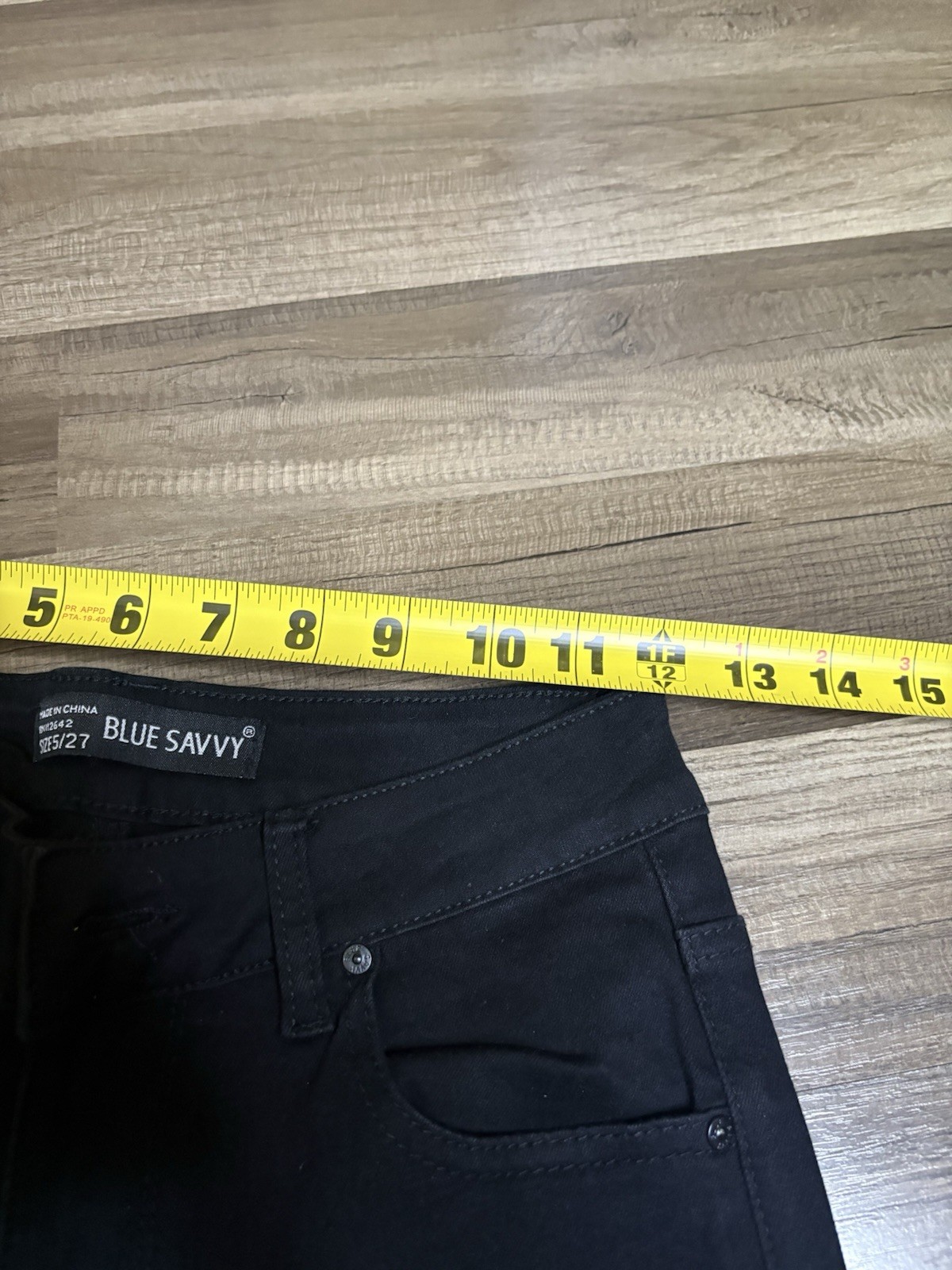 Blue Savvy Black Distressed Denim Jeans Women’s Regular Size 5/27 Solid
