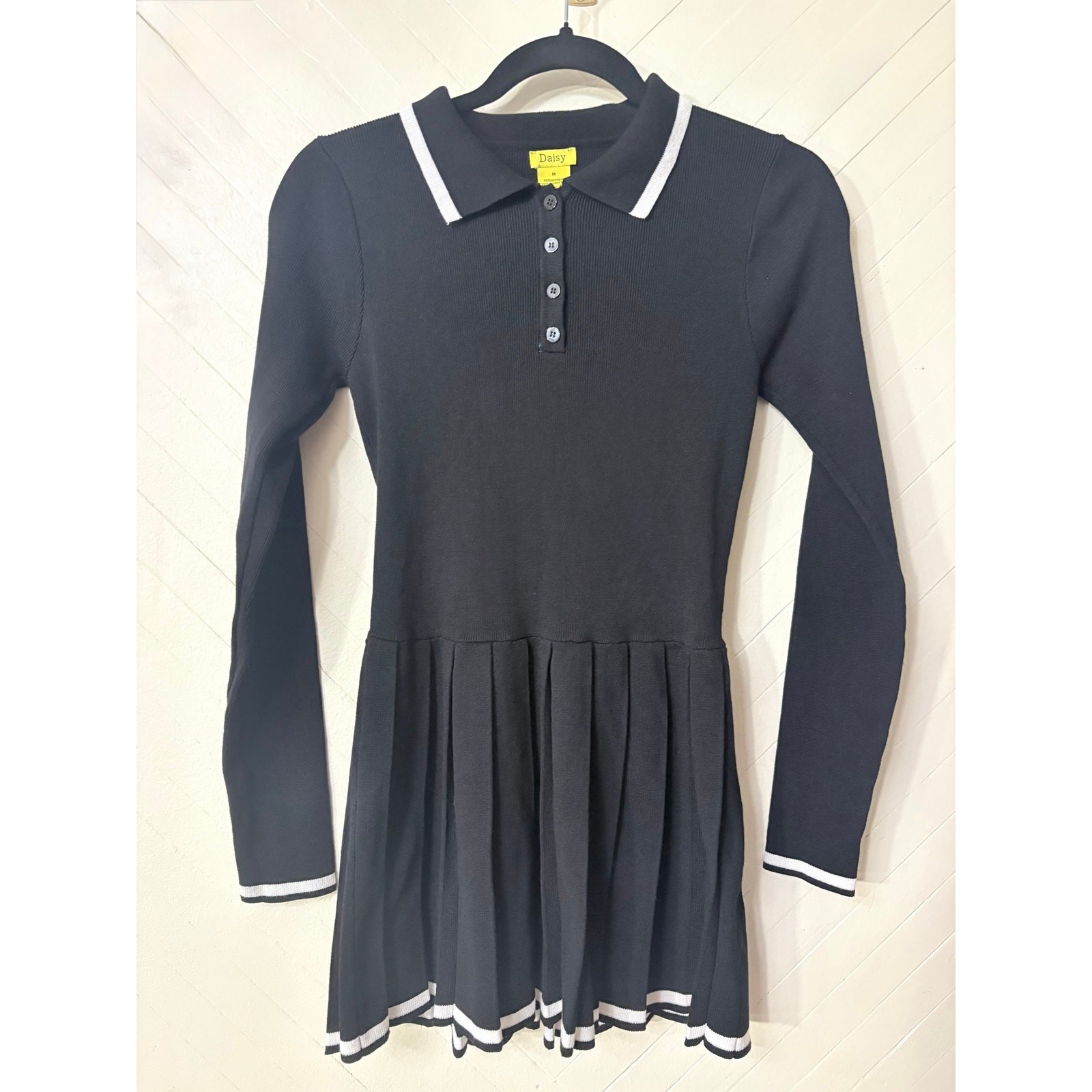 Daisy Pleated Preppy Whimsigoth Sweater Dress Women’s XXS Junior Medium