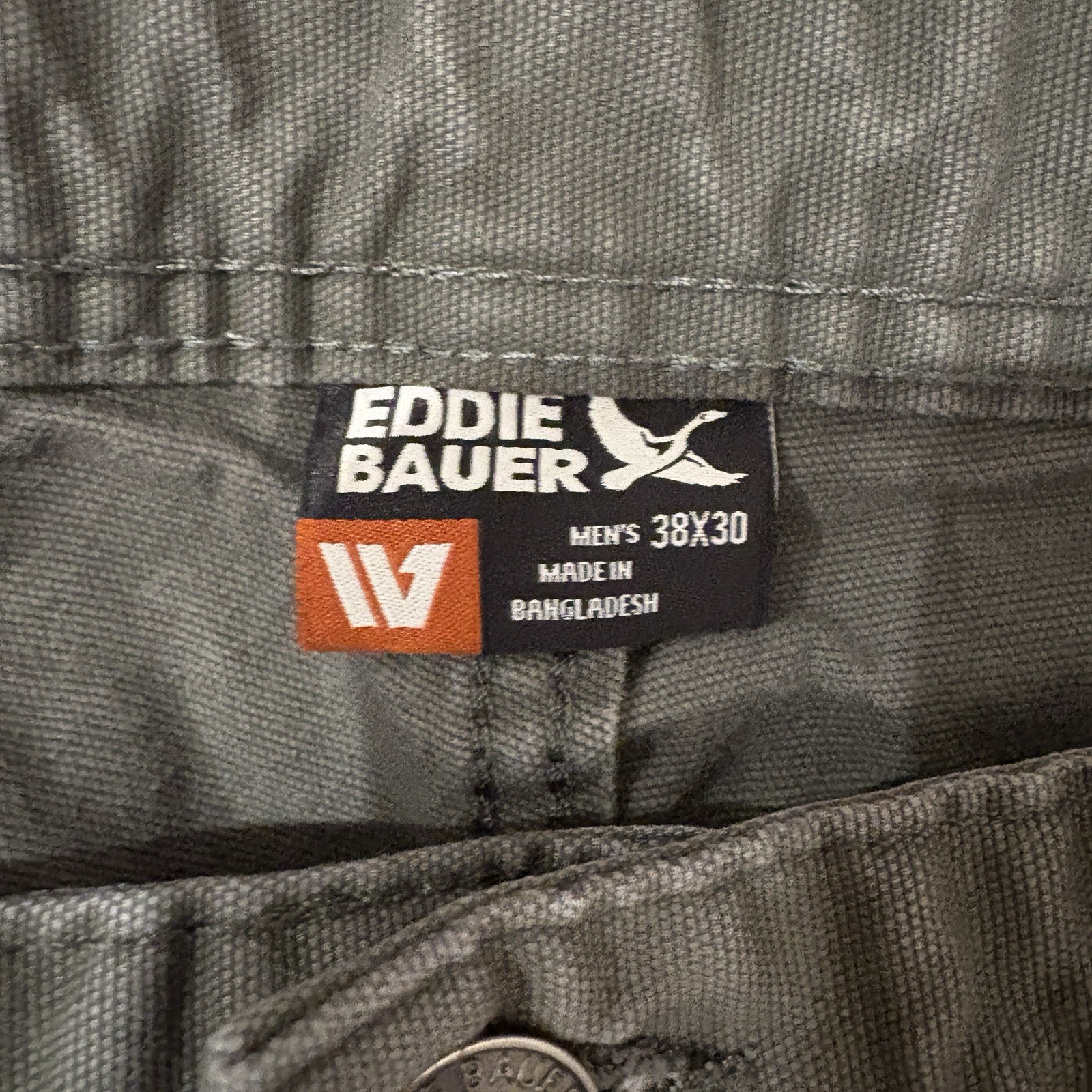 Eddie Bauer Canvas Utility Pants Mens 38×30 Olive Green Durable Workwear Stretch
