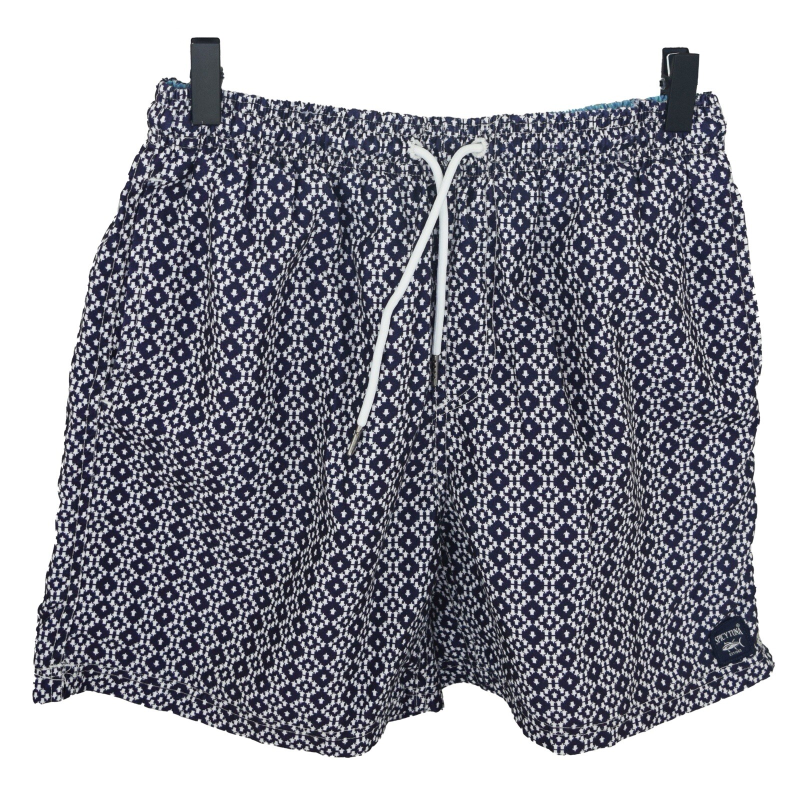 SPICY TUNA Brand Men’s Swimwear Navy Blue & White Sea Turtle Print Size Small