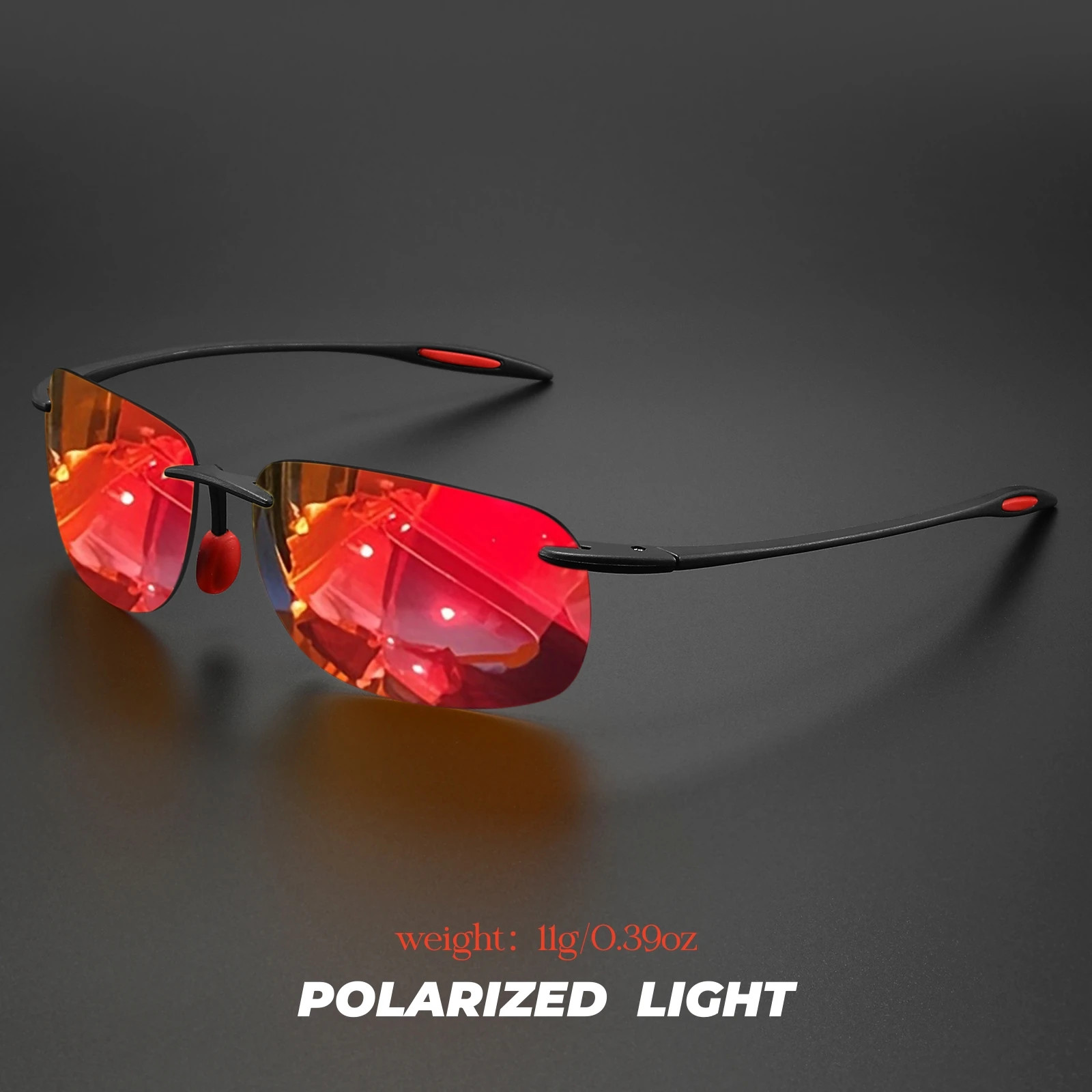 Rimless TR90 Sunglasses Polarized UV400 Lenses Lightweight Outdoor Men Glasses