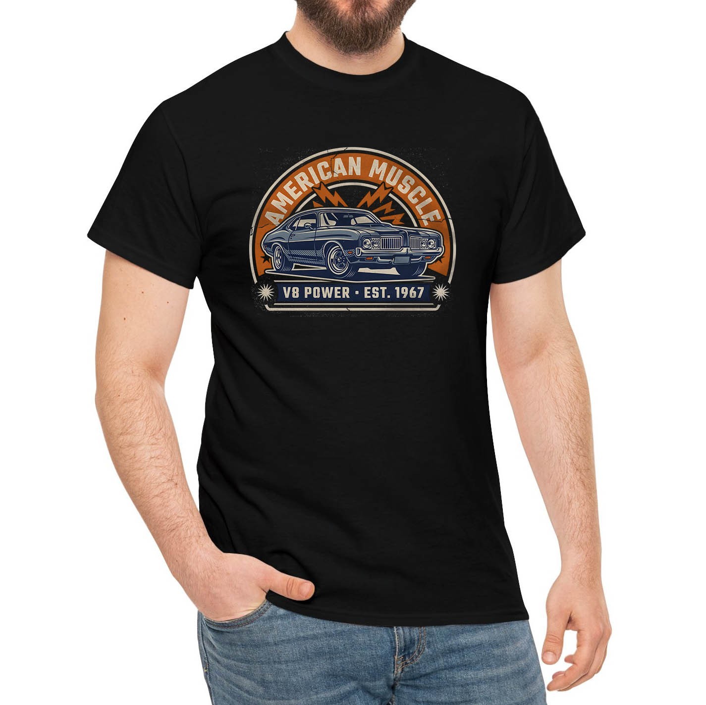 American Muscle V8 Power Since 1967 Vintage Car Graphic T-Shirt