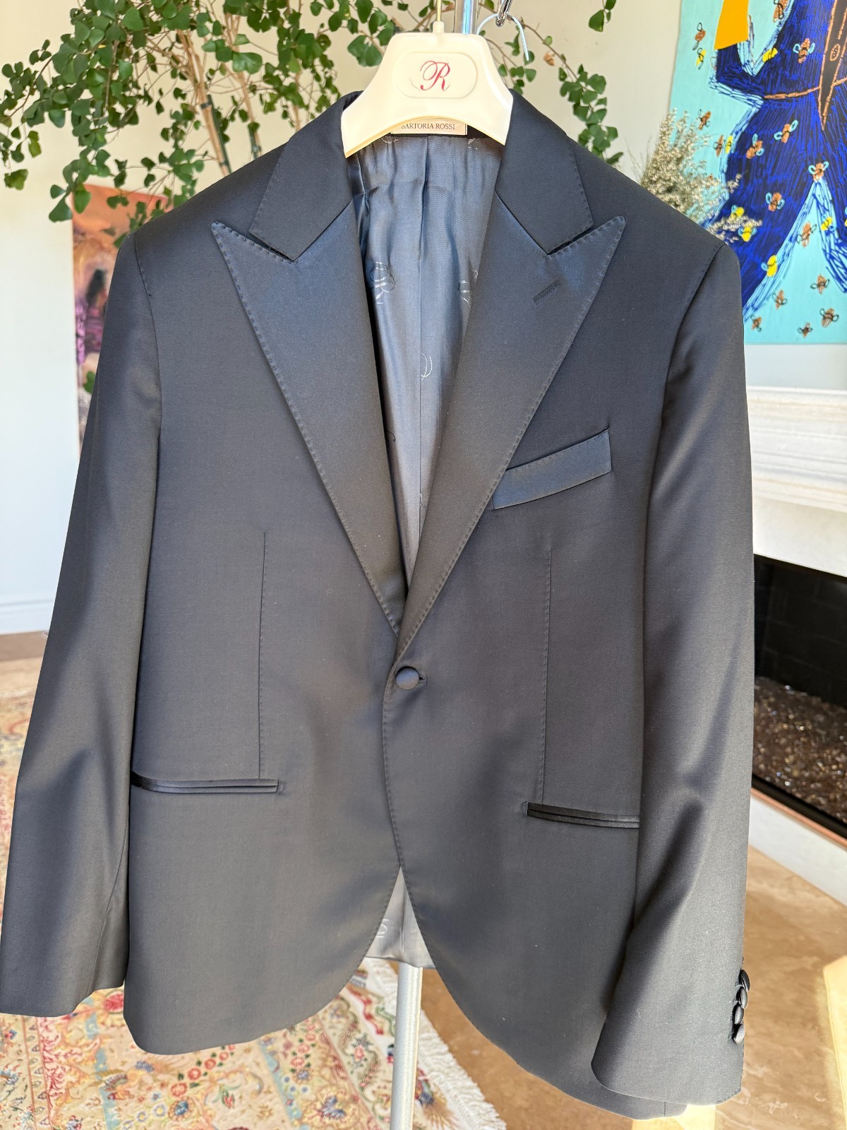 Sartoria Rossi 100% Wool Bespoke Black Tuxedo 2 Piece Men’s Size 50