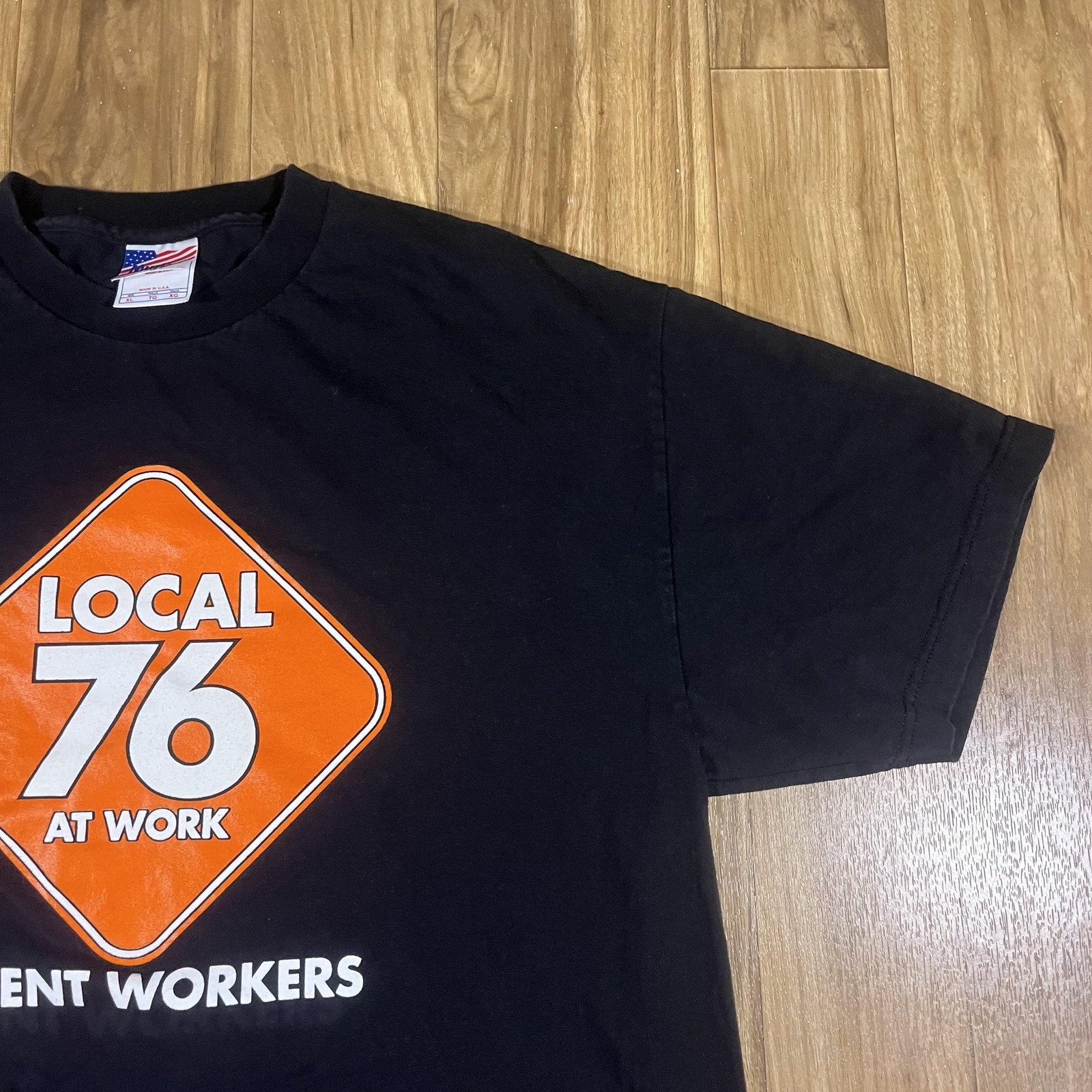 Vintage Local 76 Cement Workers Shirt Mens XL Black Murina Made USA Graphic Tee